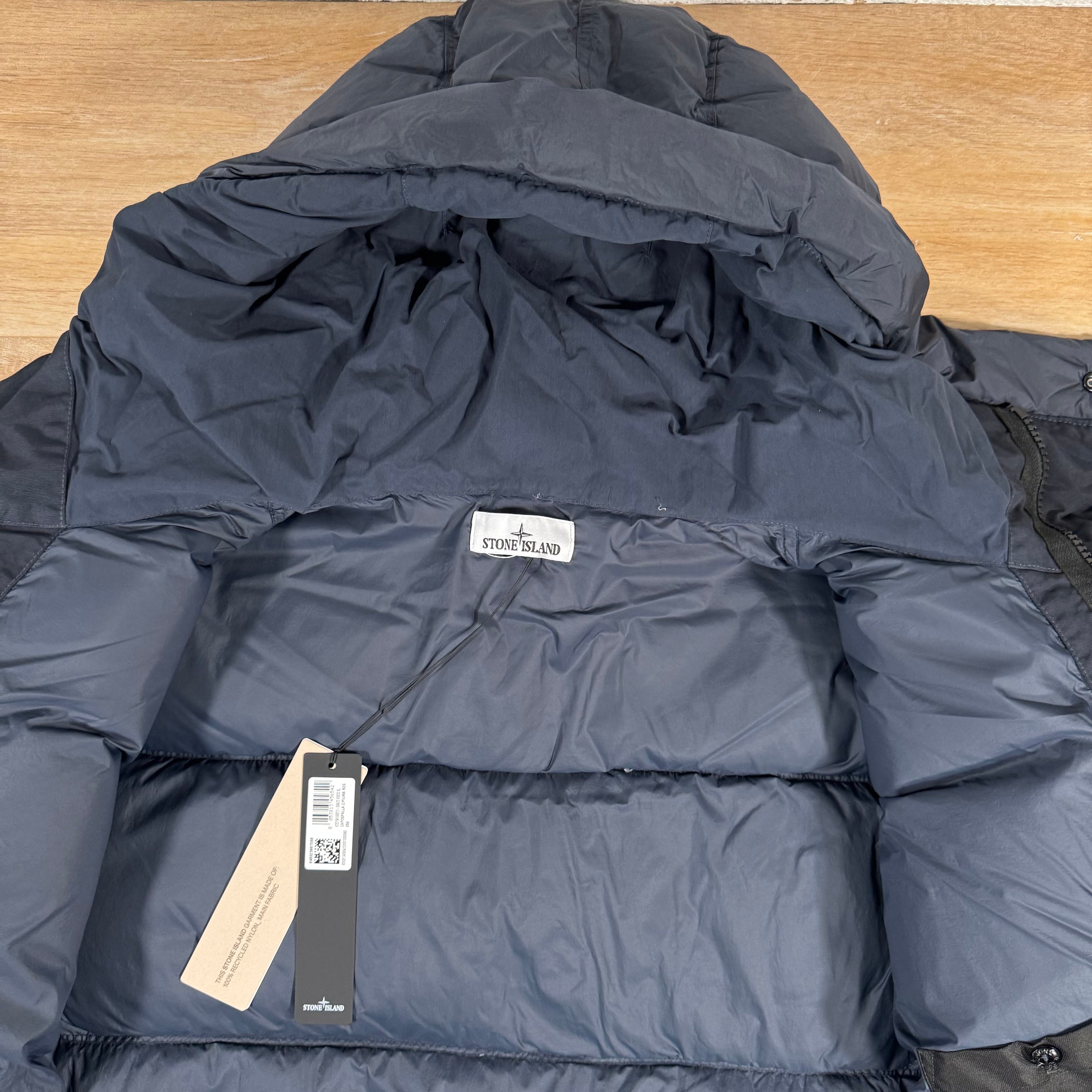 Stone Island Crinkle Reps NY Nylon Down Parka in Navy