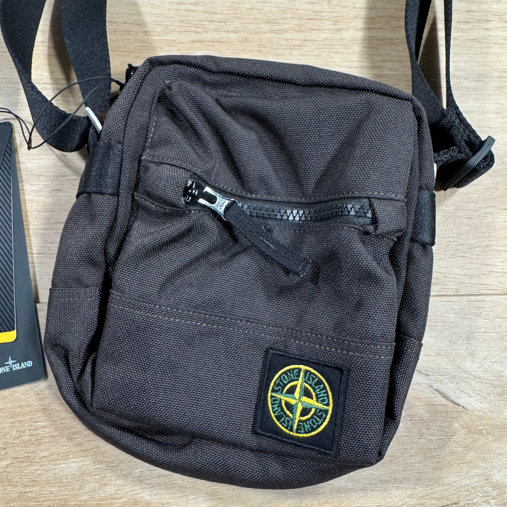 Stone Island Resin Treated Cordura 1500 Pouch Bag in Lead Grey