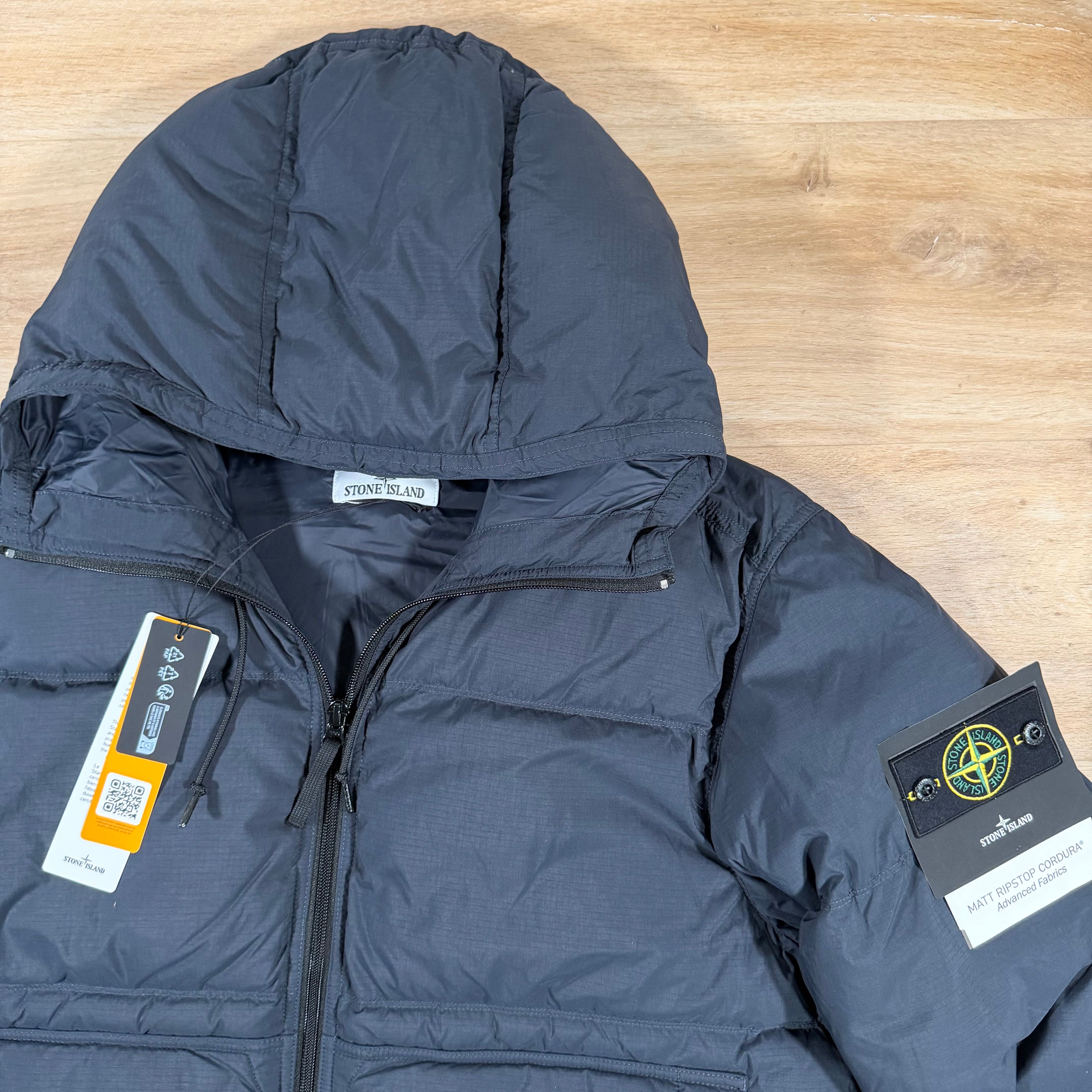 Stone Island Matt Ripstop Cordura Advanced Fabrics Down Parka in Navy