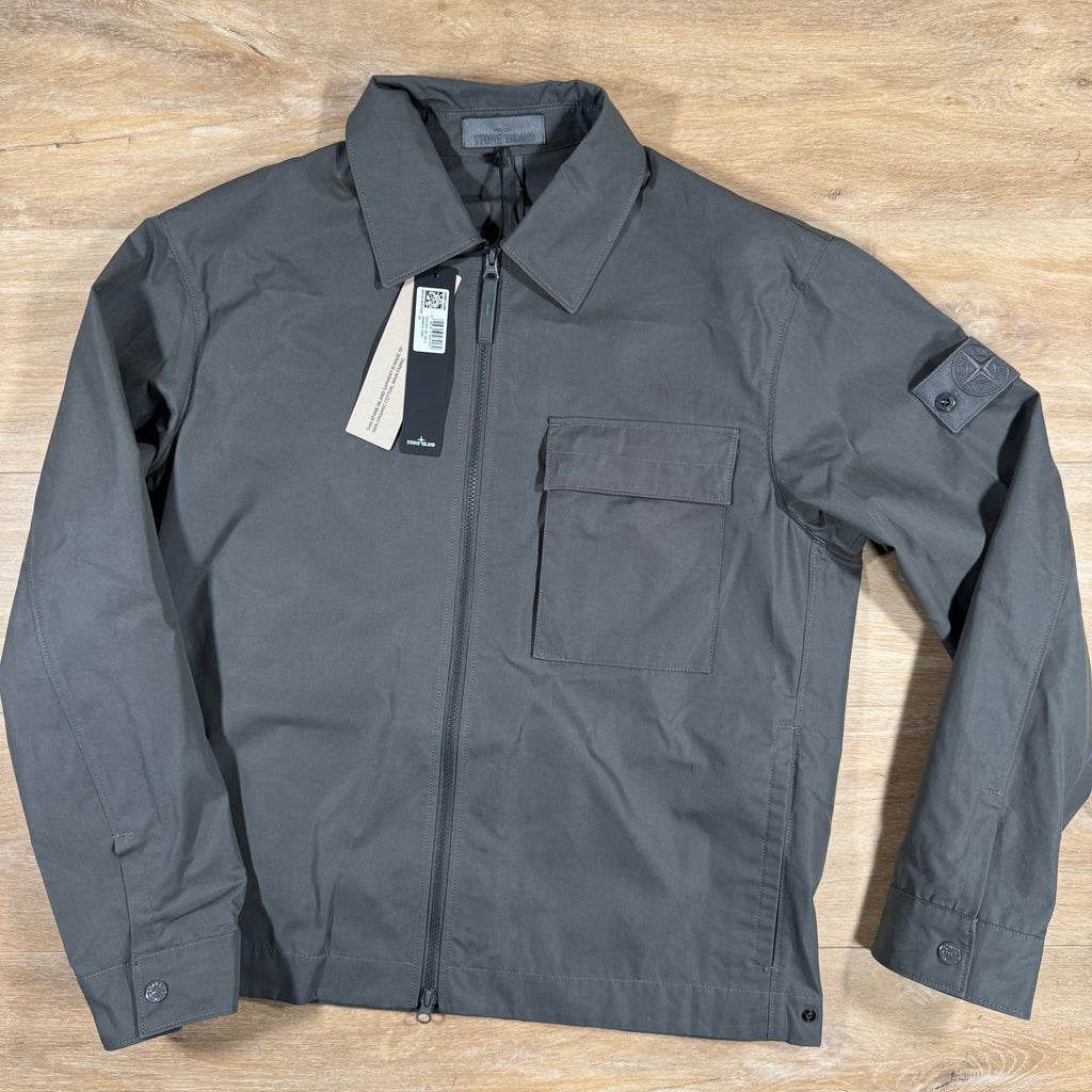 Stone Island Ghost Weatherproof Cotton Canvas Overshirt in Dark Grey