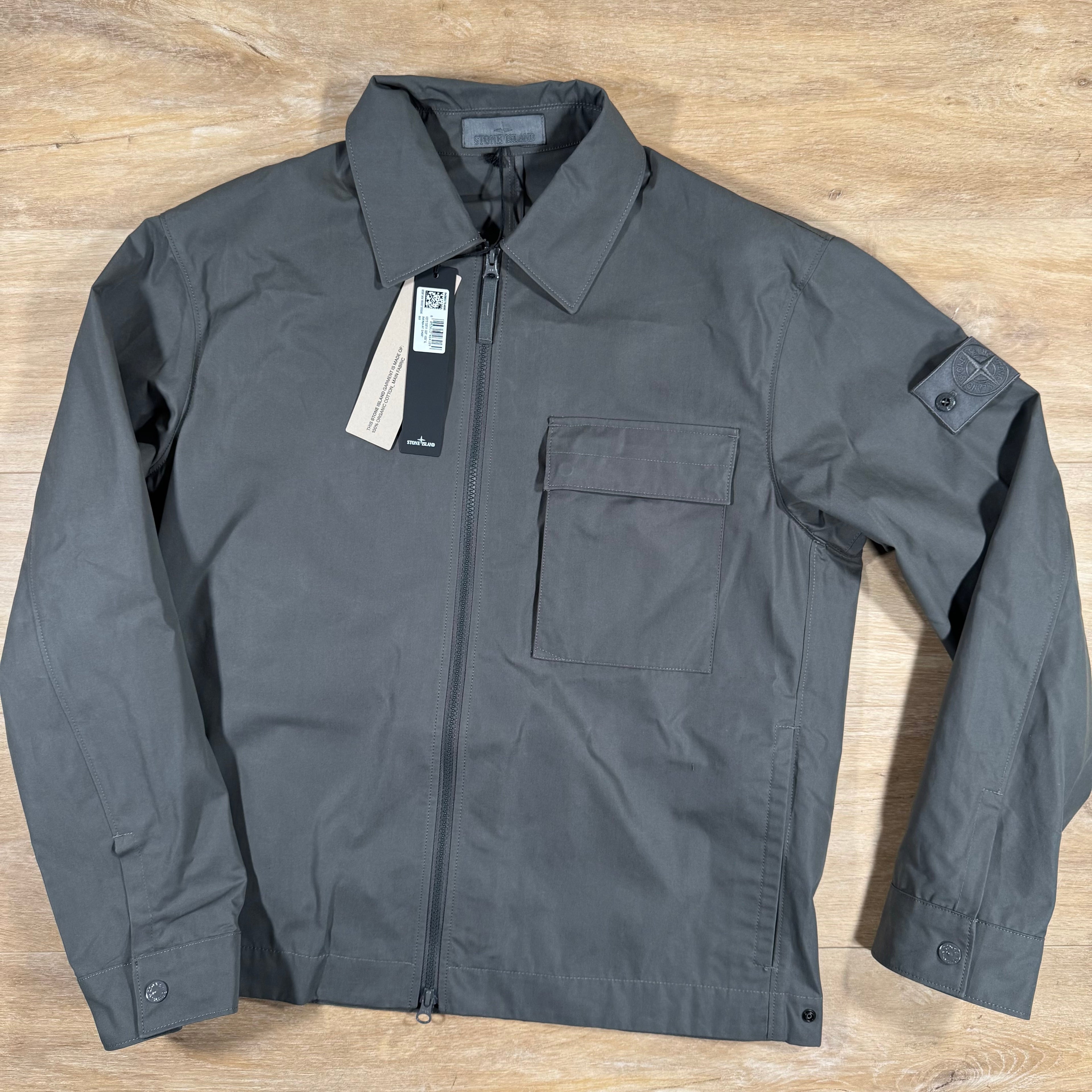 Stone Island Ghost Weatherproof Cotton Canvas Overshirt in Dark Grey
