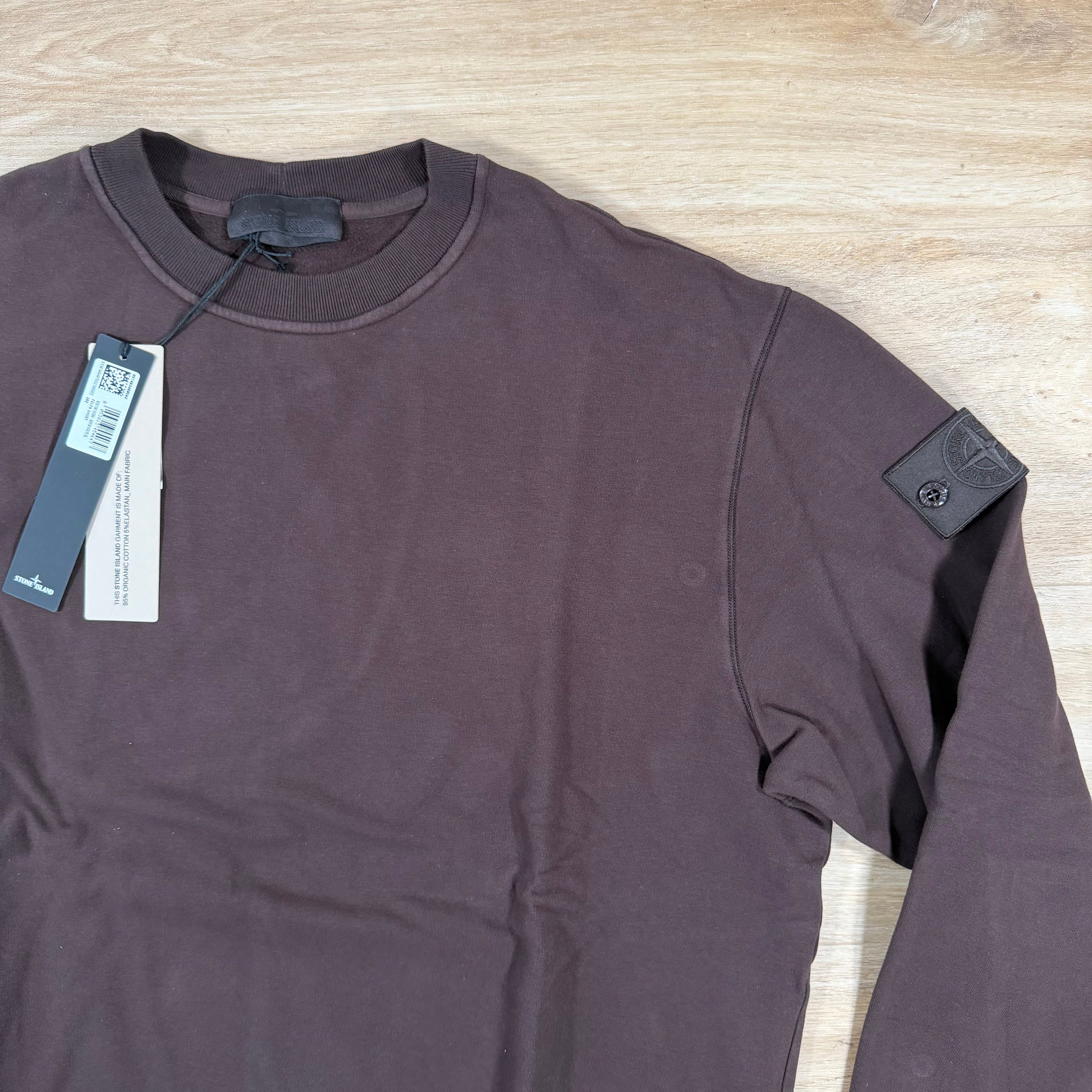 Stone Island Ghost Stretch Cotton Fleece Crewneck Sweatshirt in Dark Brown