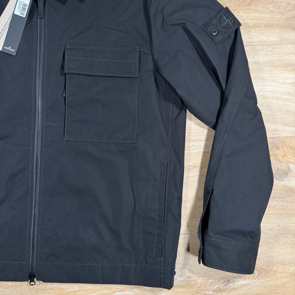 Stone Island Ghost Weatherproof Cotton Canvas Overshirt in Black