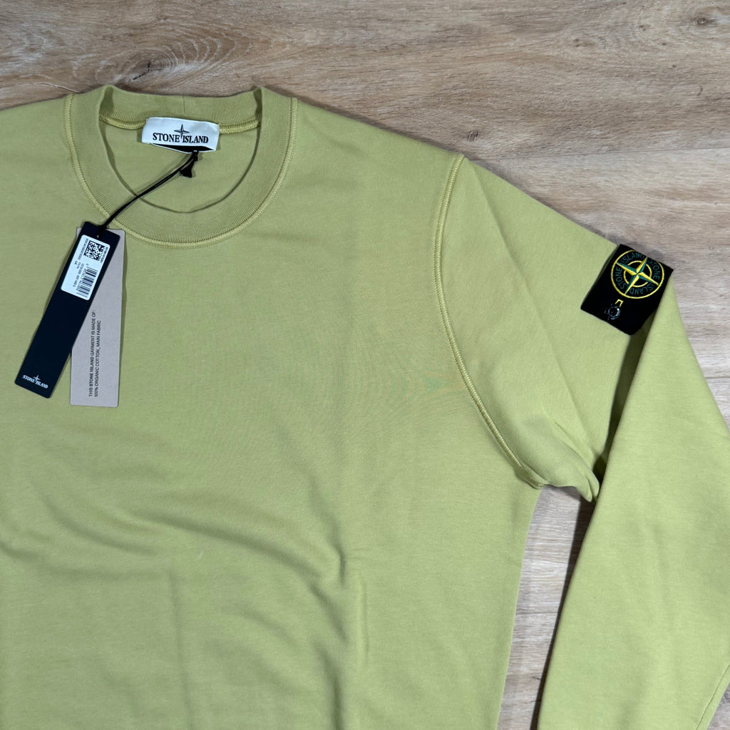 Stone Island Organic Cotton Fleece Crewneck Sweatshirt in Fern Yellow
