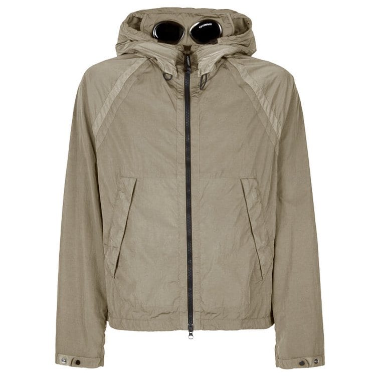 Cp Company Goggle Hooded Chrome Jacket In Cobblestone