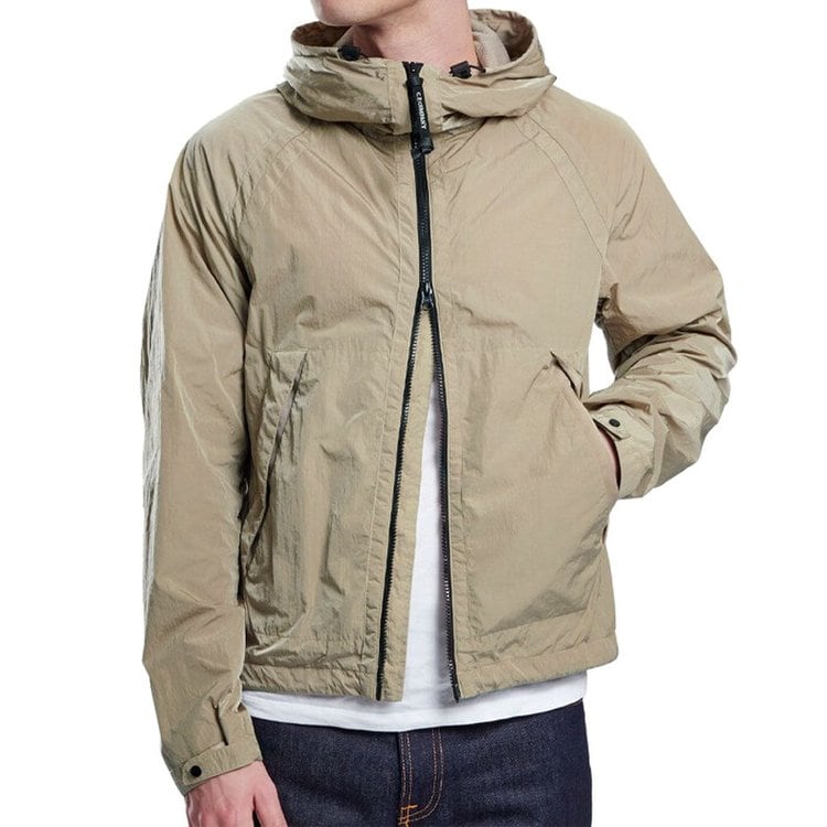 Cp Company Goggle Hooded Chrome Jacket In Cobblestone