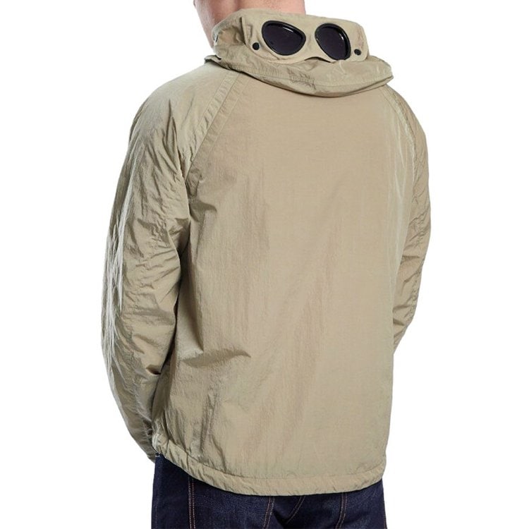 Cp Company Goggle Hooded Chrome Jacket In Cobblestone
