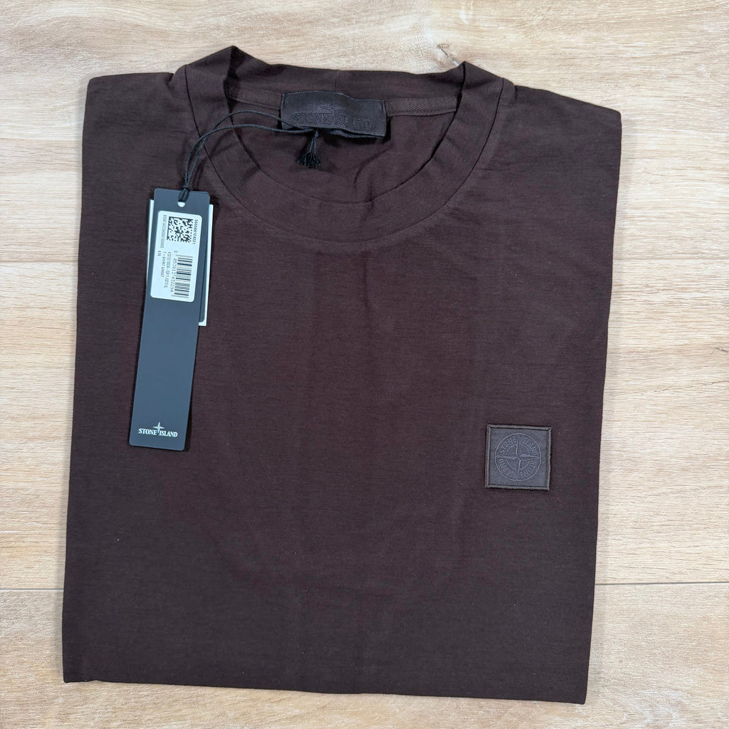 Stone Island Ghost Cotton Jersey Crepe Patch Logo T-Shirt in Dark Brown