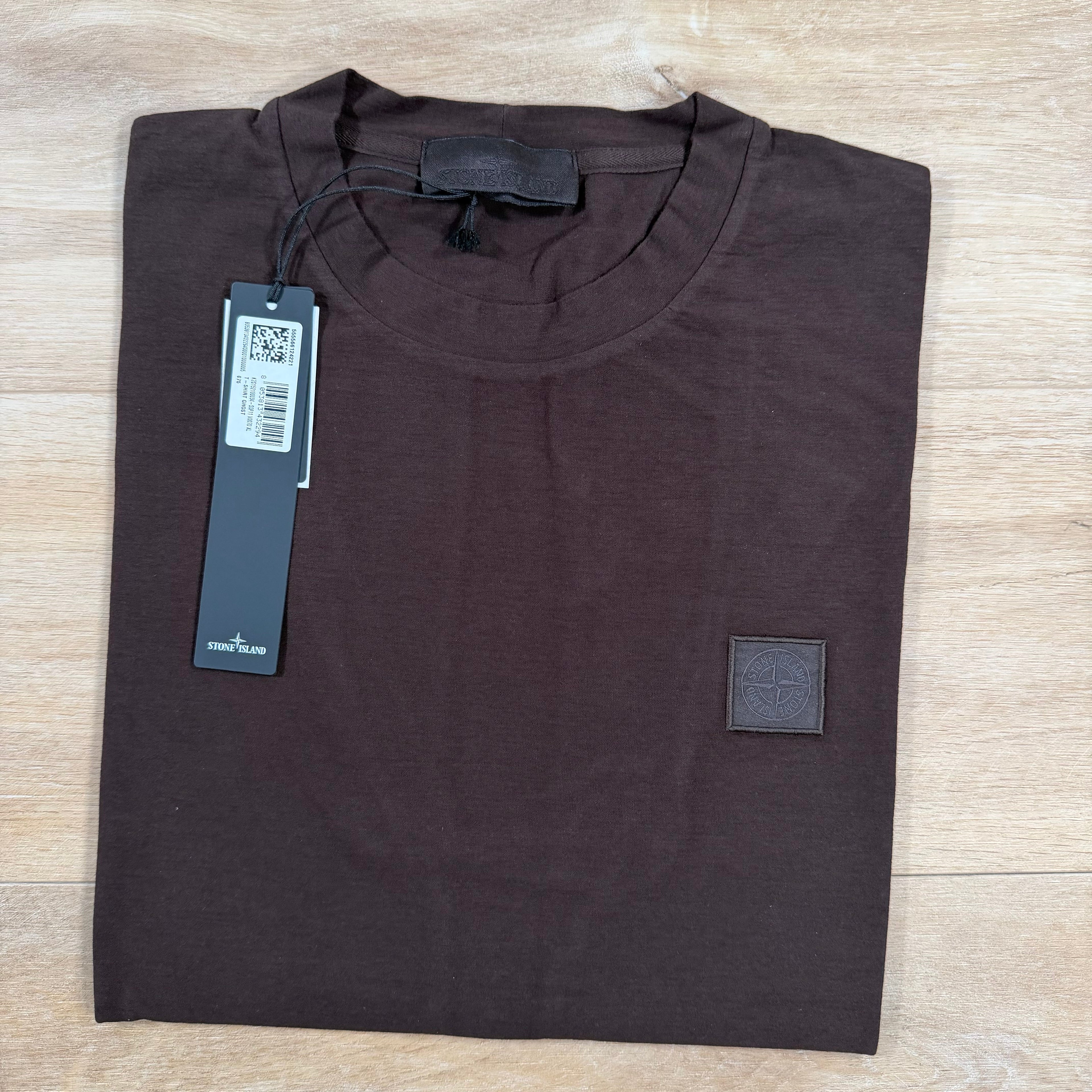 Stone Island Ghost Cotton Jersey Crepe Patch Logo T-Shirt in Dark Brown