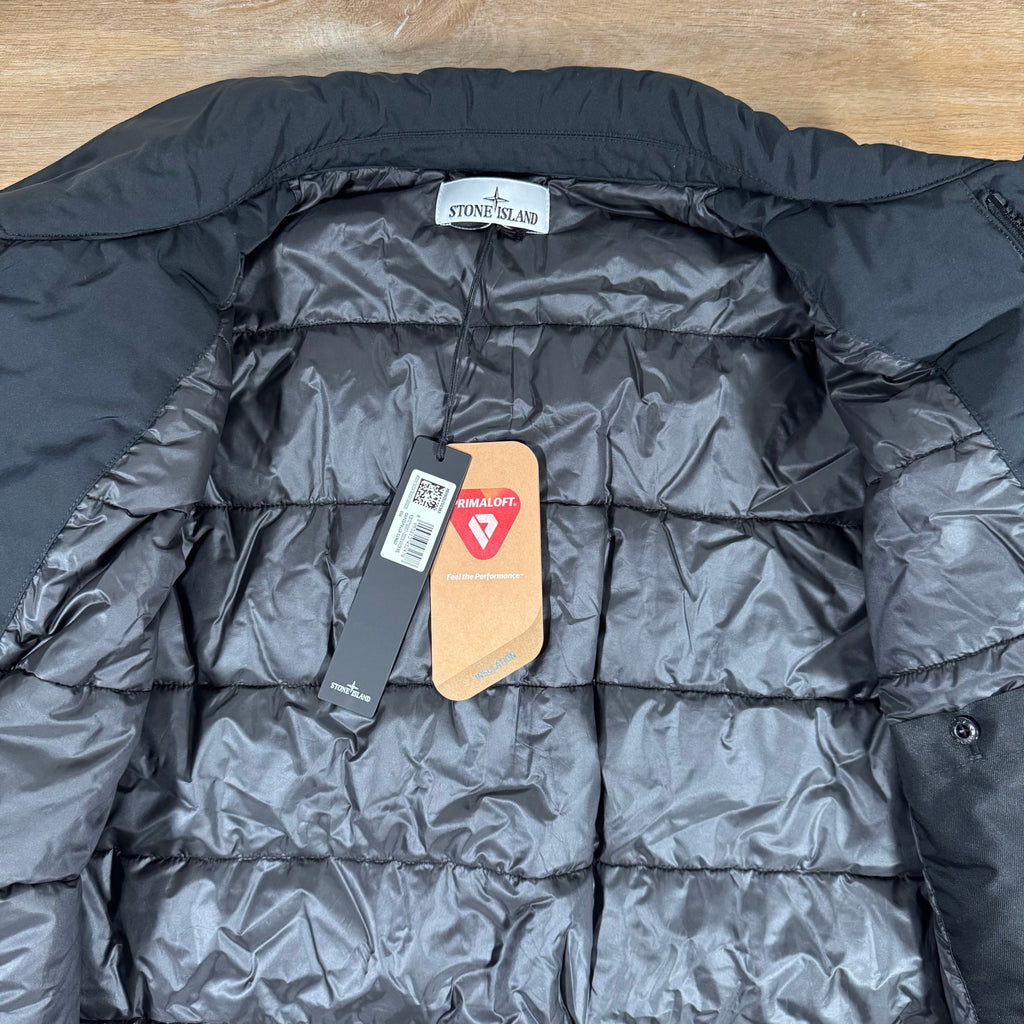 Stone Island Micro Twill Padded Car Coat in Black