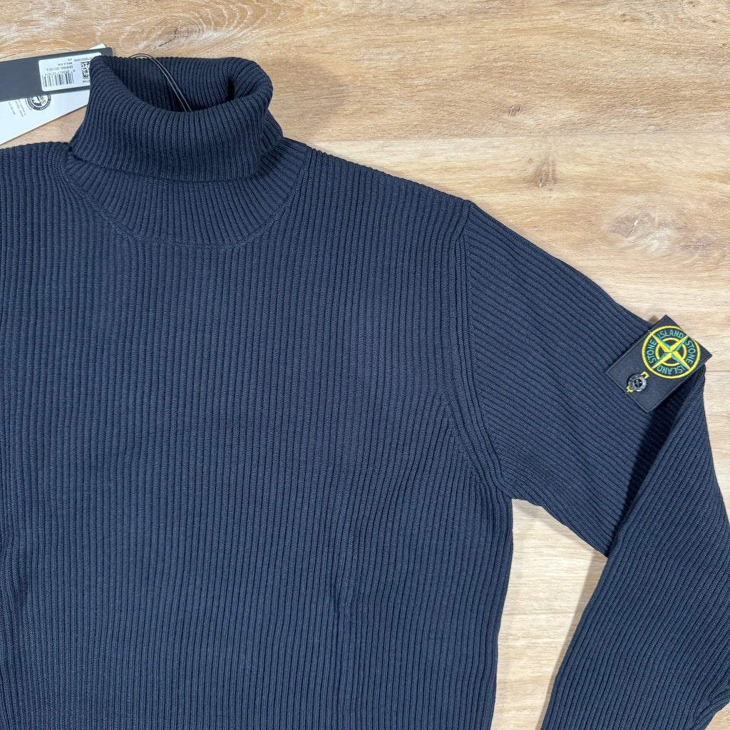 Stone Island Full Rib RWS Wool Turtleneck Jumper in Navy