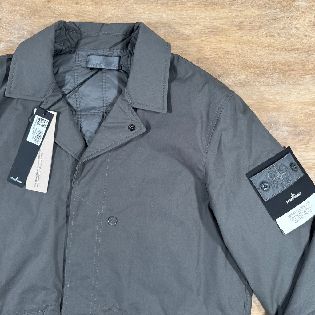 Stone Island Ghost Weatherproof Cotton Canvas Blazer in Dark Grey