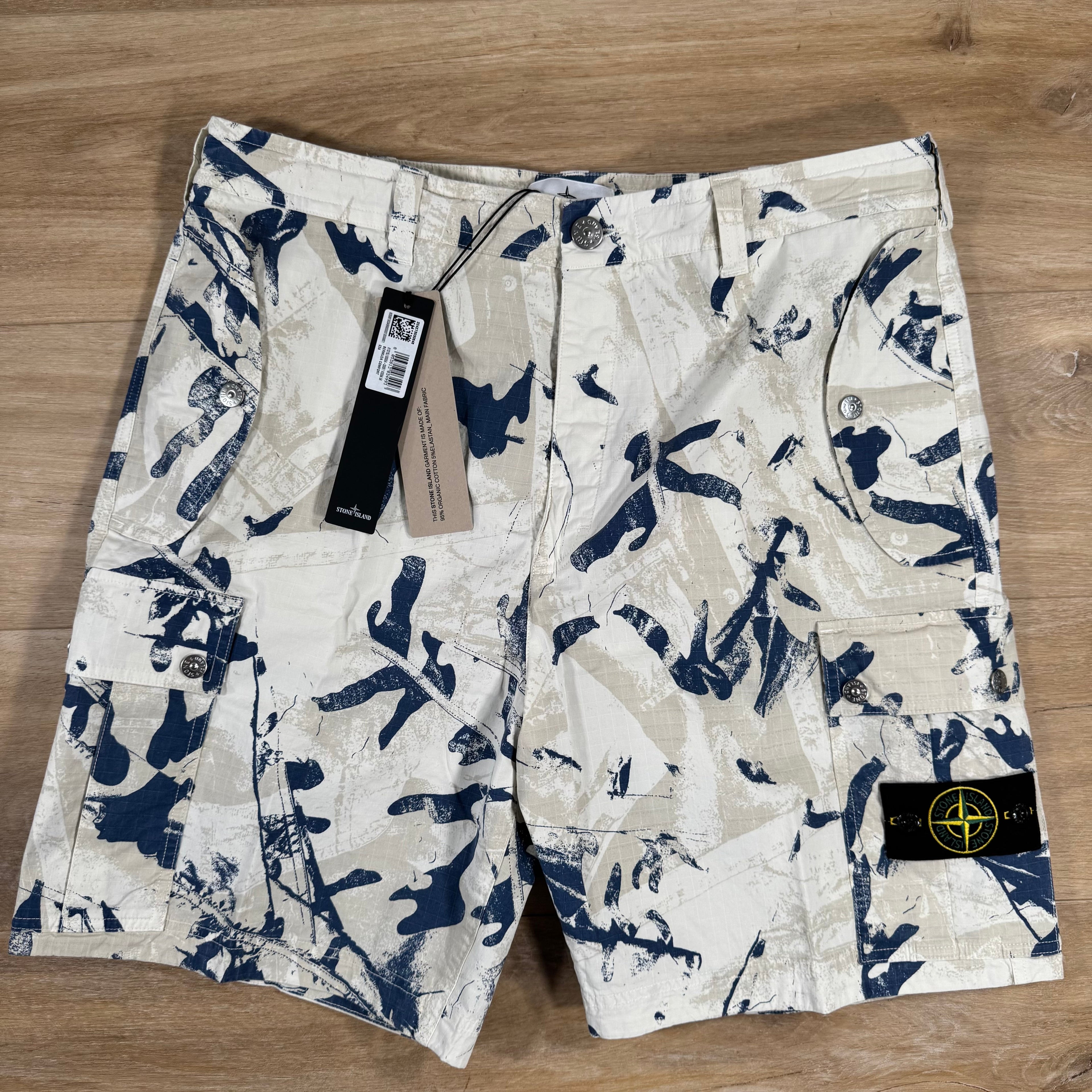 Stone Island Scan Camo On Stretch Ripstop-OVD Bermuda Shorts in Desert