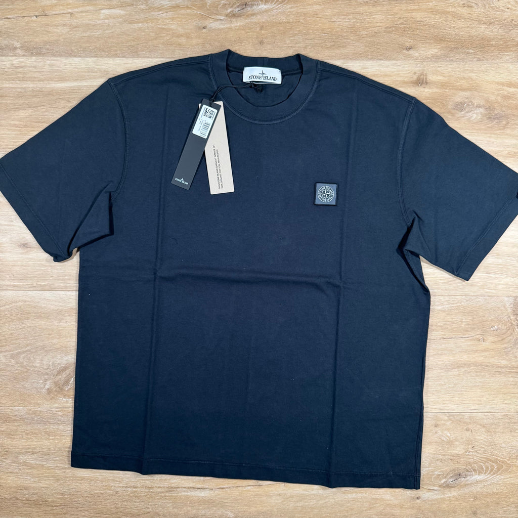 Stone Island Combed Organic Cotton Patch Logo T-Shirt in Navy