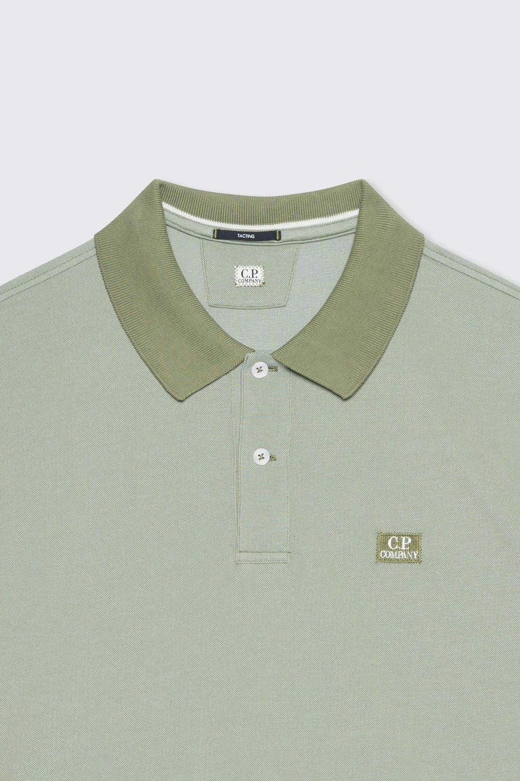 Cp Company Tacting Piquet Logo Polo Shirt In Bronze Green