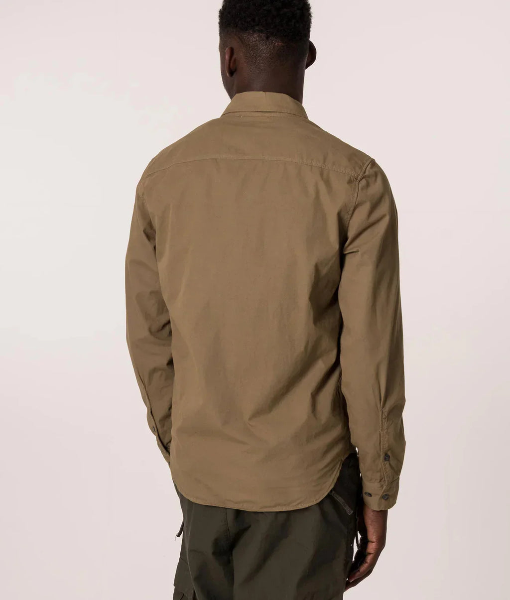 Cp Company Gabardine Full Zip Lens Shirt In Lead Grey