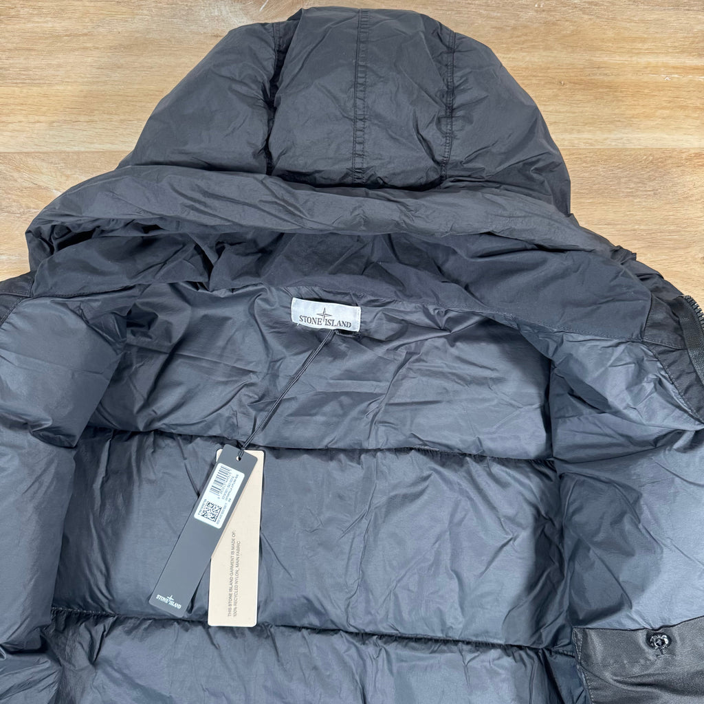 Stone Island Crinkle Reps NY Nylon Down Parka in Black