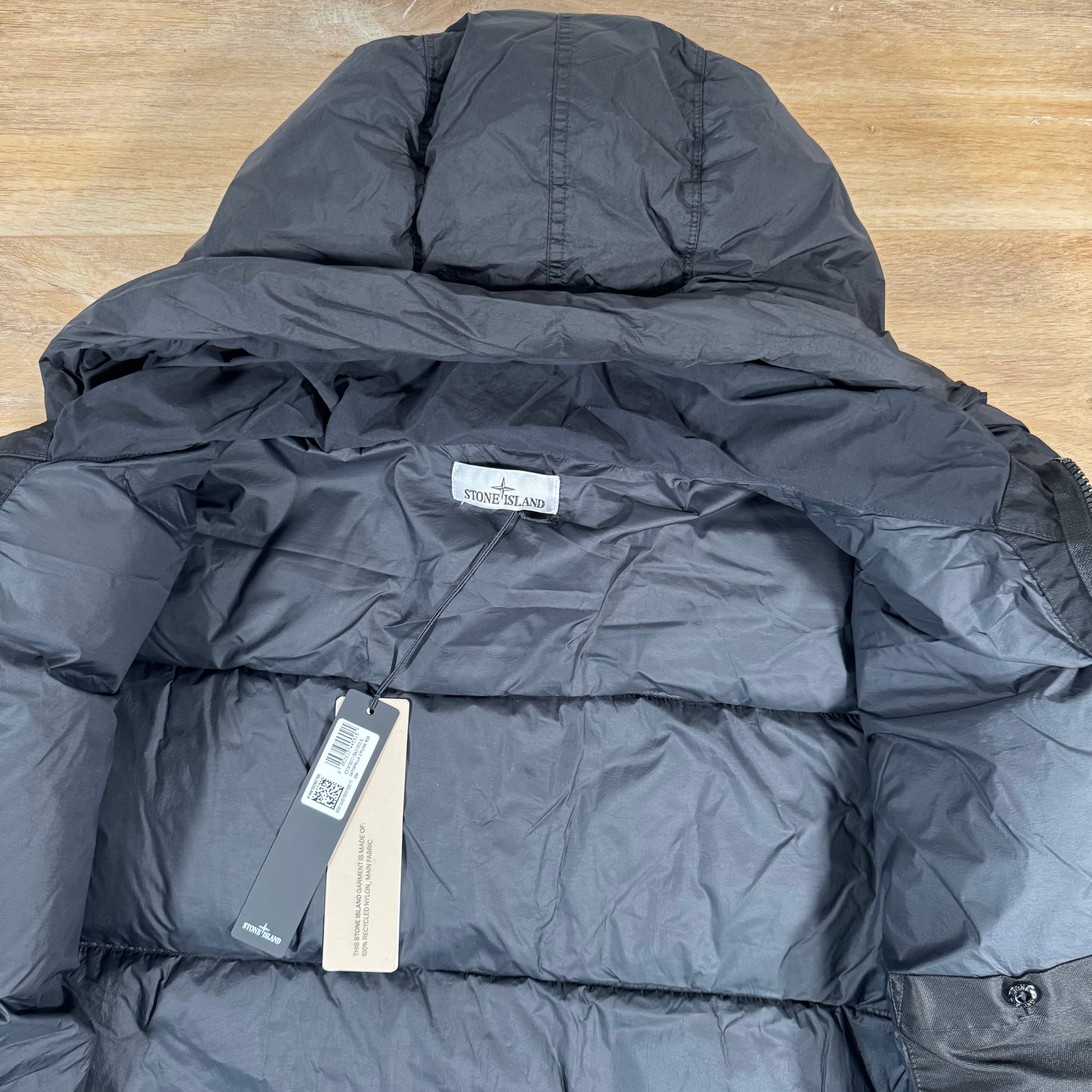 Stone Island Crinkle Reps NY Nylon Down Parka in Black