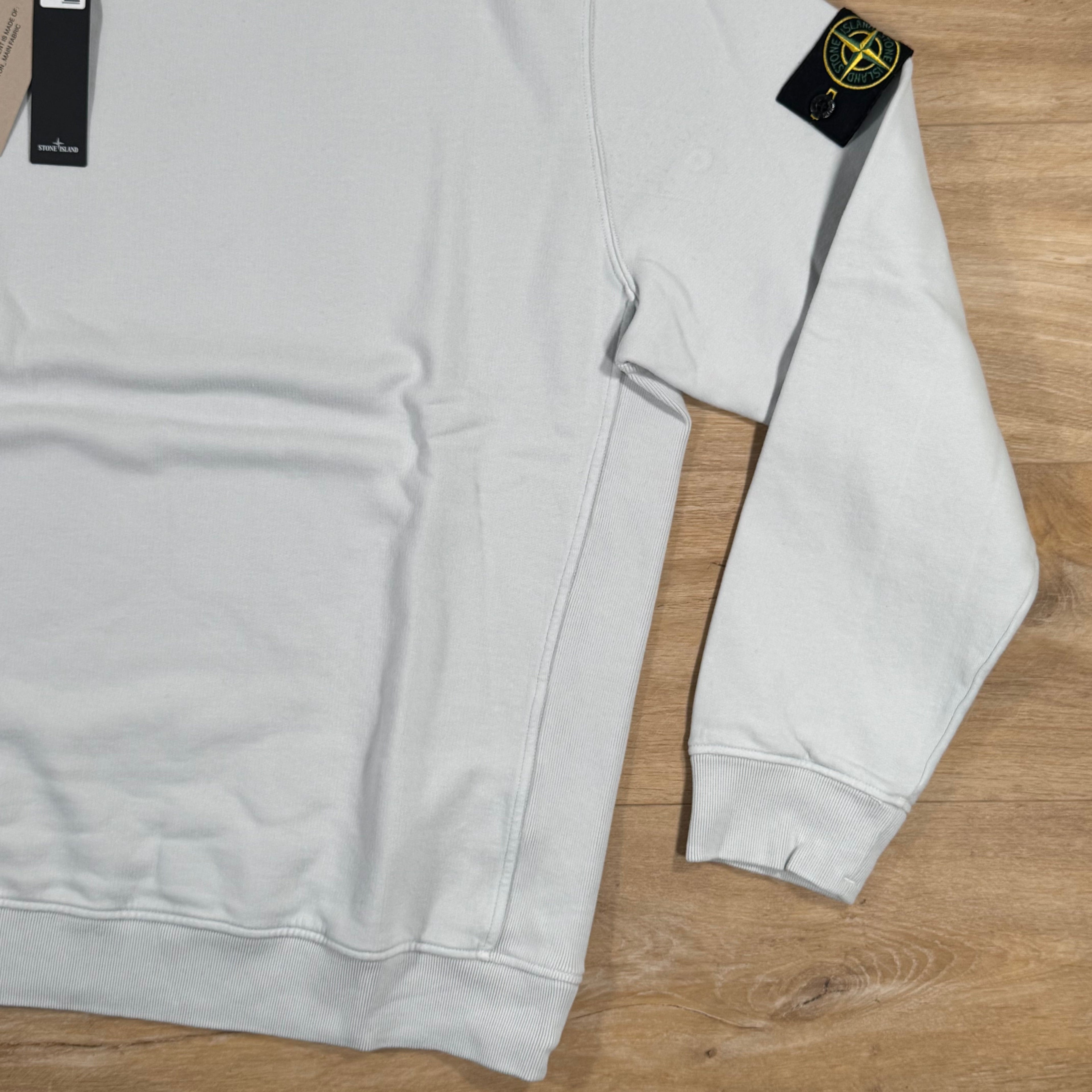 Stone Island Brushed Organic Cotton Fleece Crewneck Sweatshirt in Sky Blue