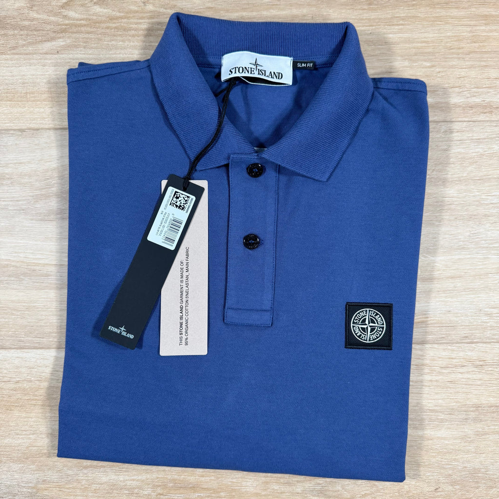 Stone Island Organic Cotton Pique Polo Shirt in Blue Marine