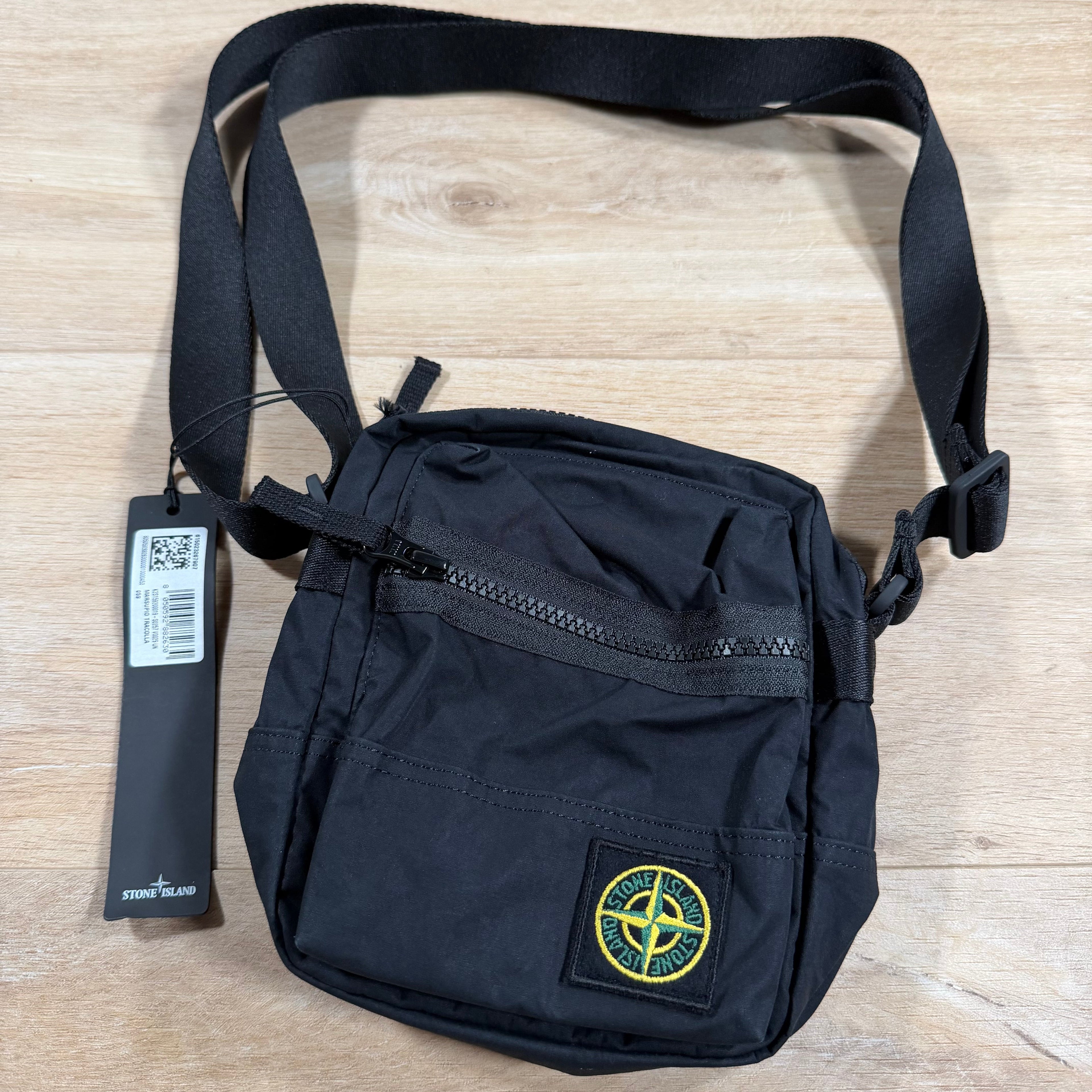Stone Island Aluminium Tela Pouch Bag in Black