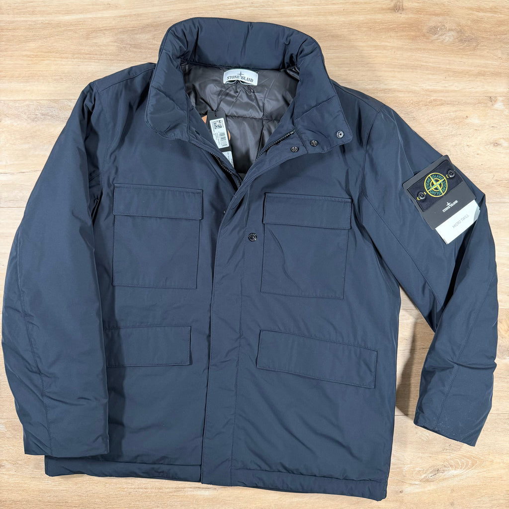 Stone Island Micro Twill Padded Field Jacket in Navy