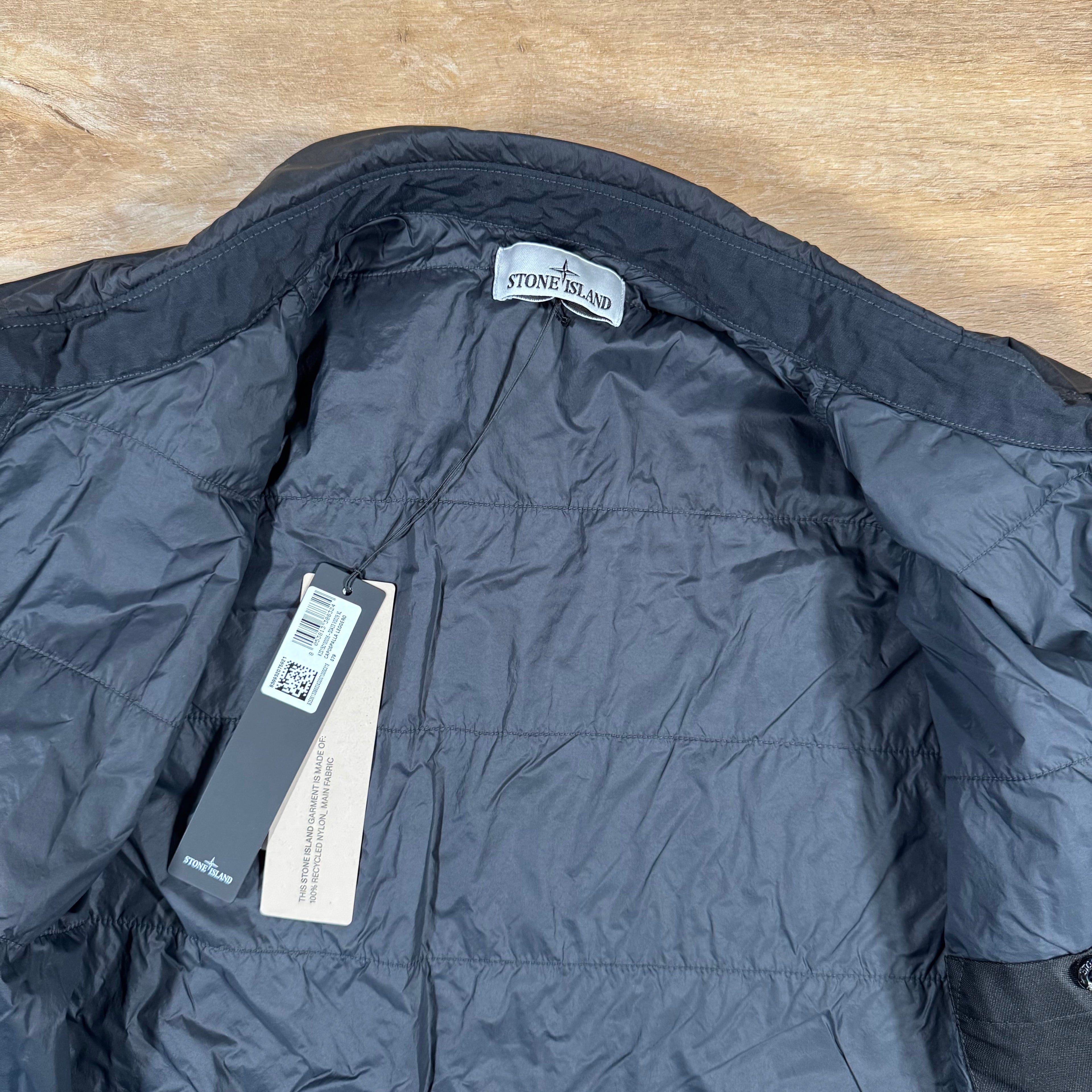 Stone Island Garment Dyed Crinkle Reps NY Overshirt in Black
