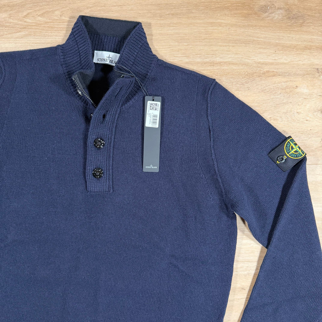 Stone Island Lambswool Half-Zip Jumper in Navy