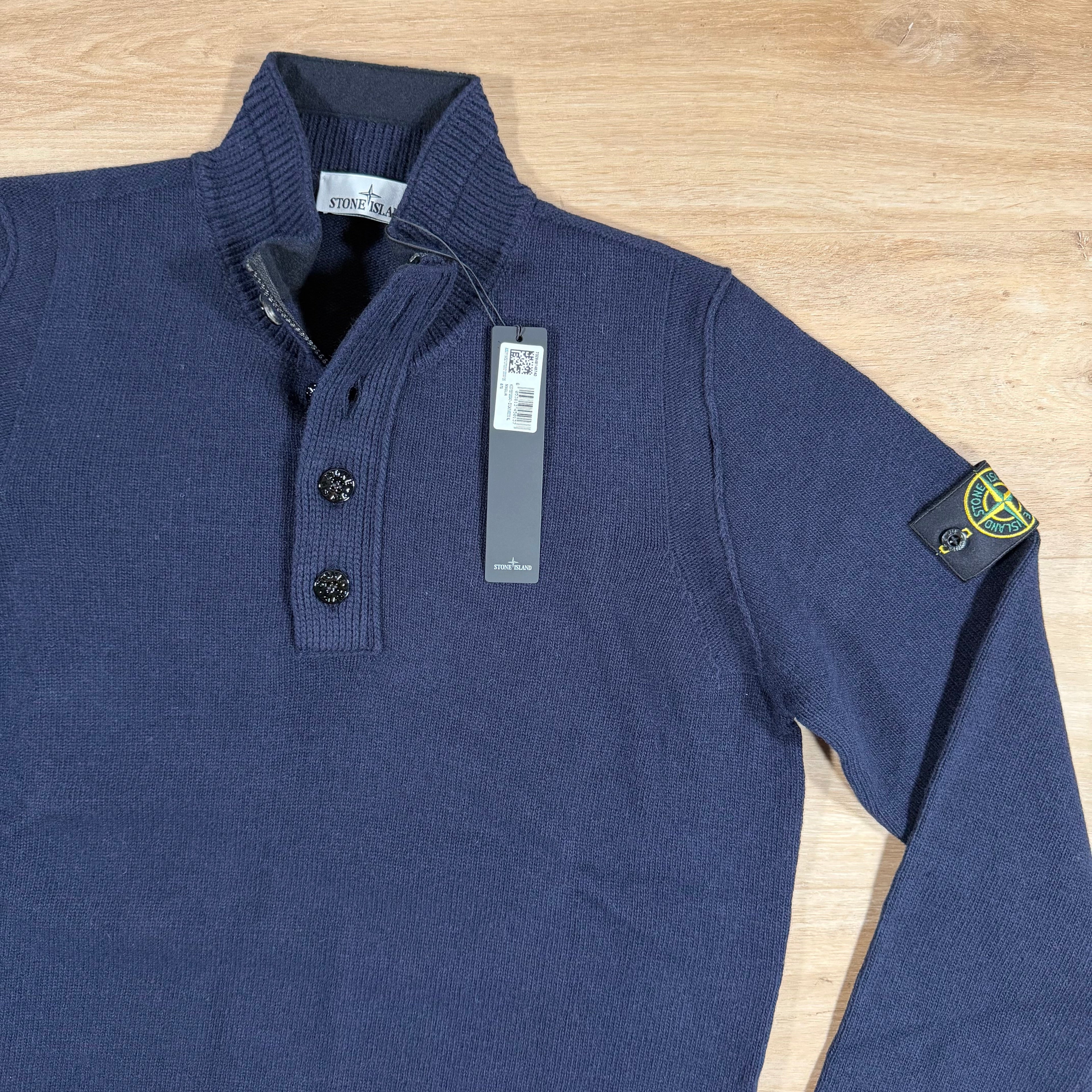 Stone Island Lambswool Half-Zip Jumper in Navy