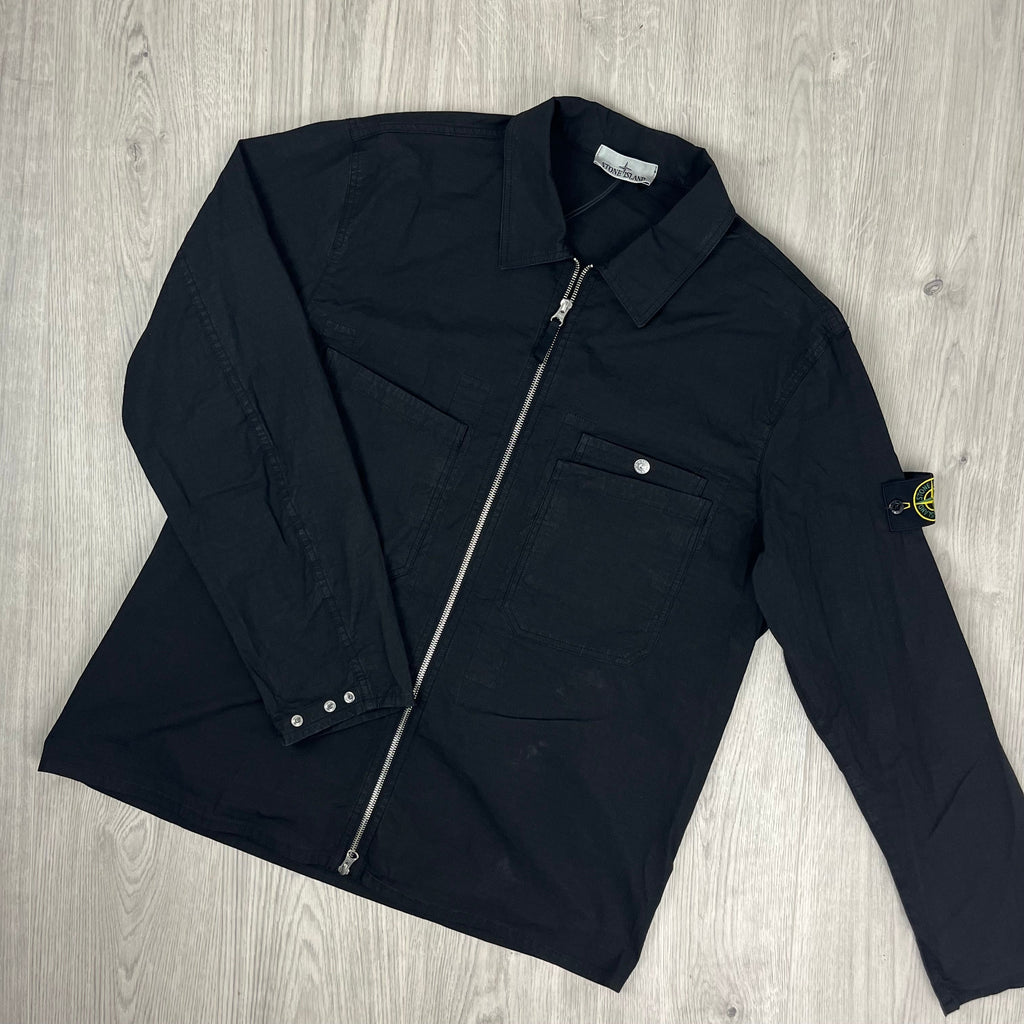 Stone Island Zip Overshirt - Black