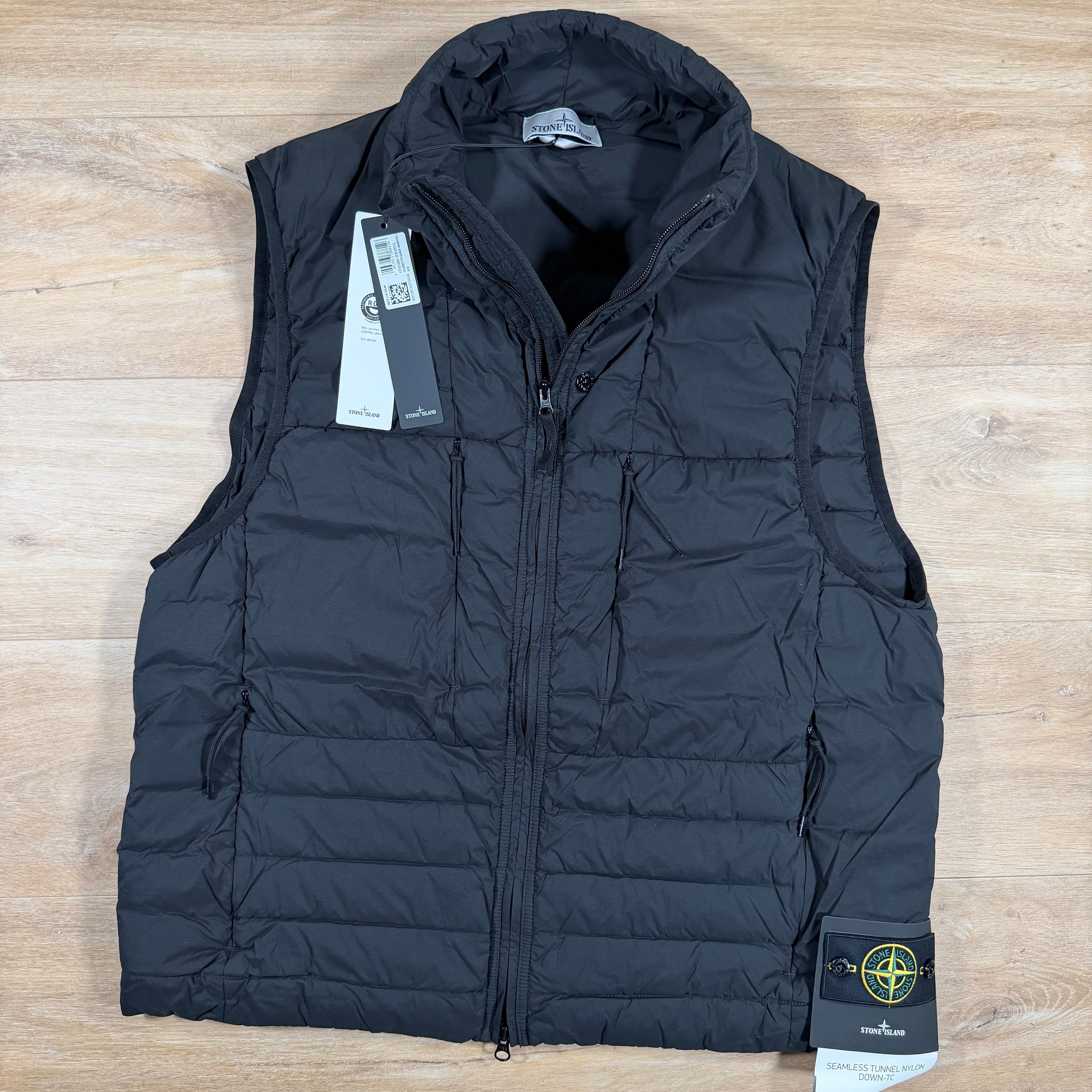 Stone Island Seamless Tunnel Nylon Down-TC Vest in Black