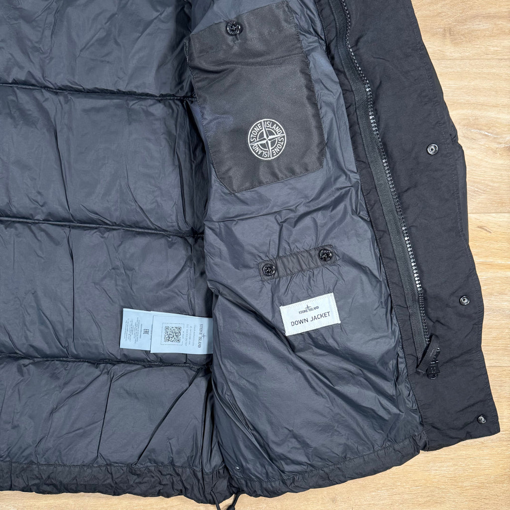 Stone Island Crinkle Reps NY Nylon Down Parka in Black