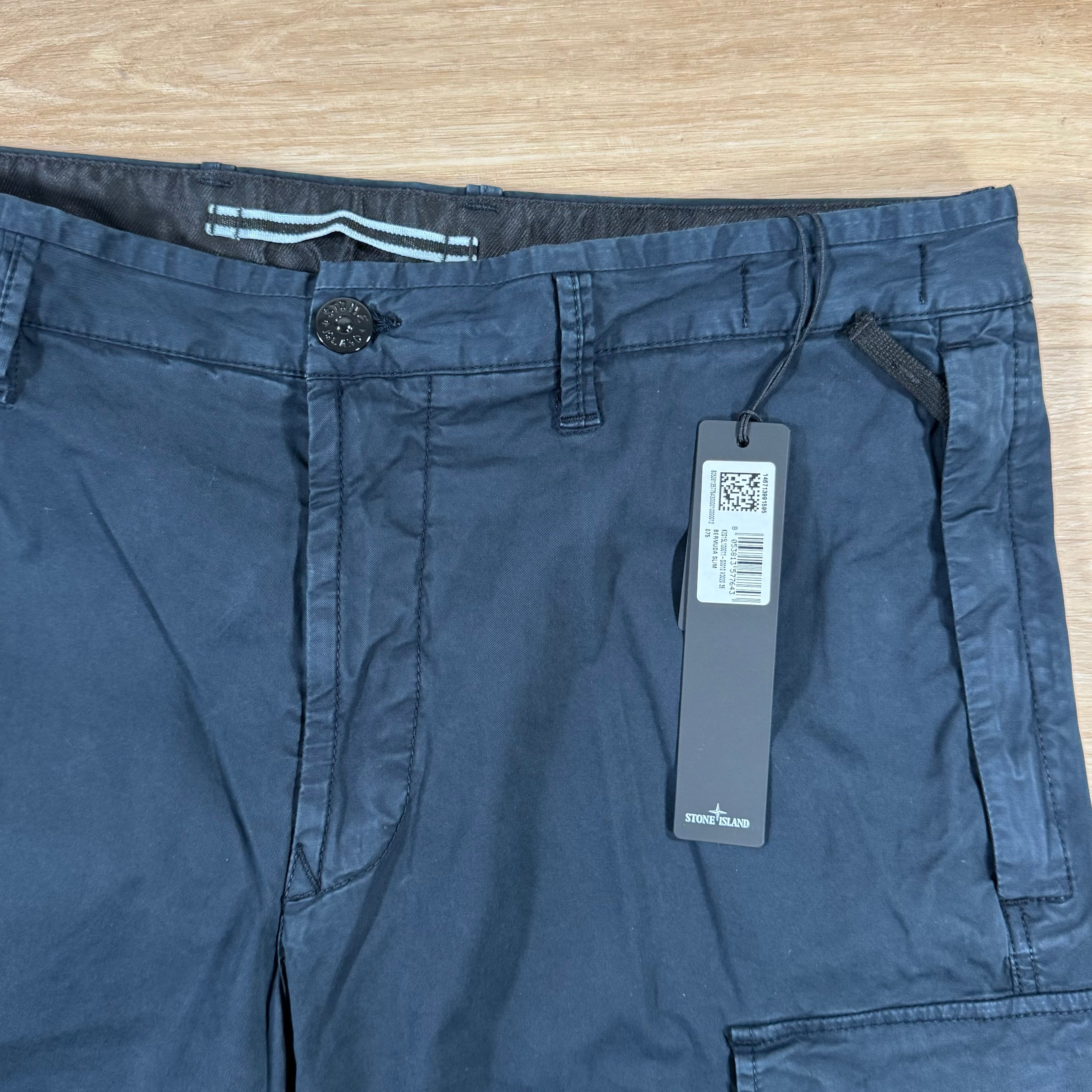 Stone Island Supima Cotton Twill Stretch-TC Bermuda Shorts in Navy
