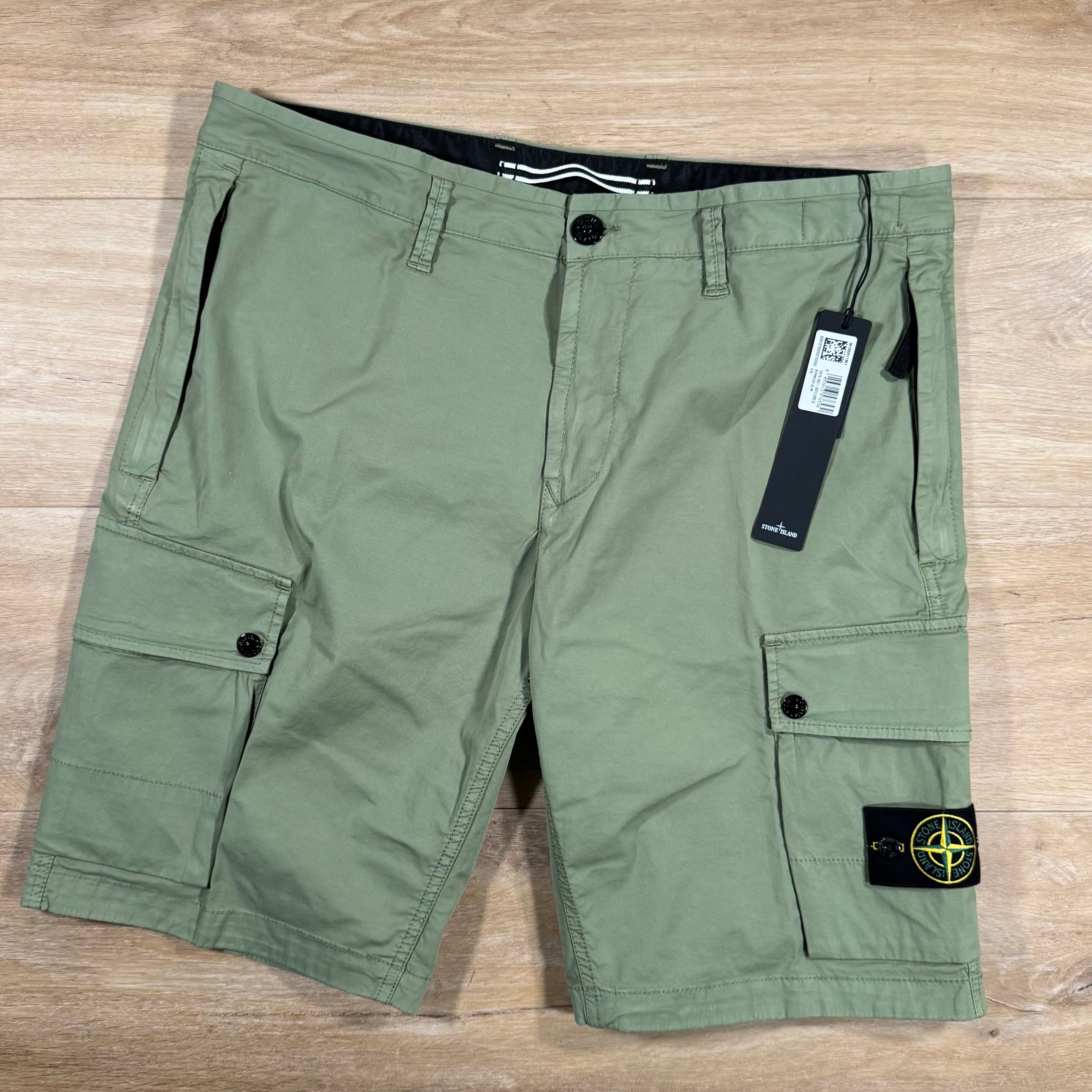 Stone Island Supima Cotton Twill Stretch-TC Bermuda Shorts in Sage Green