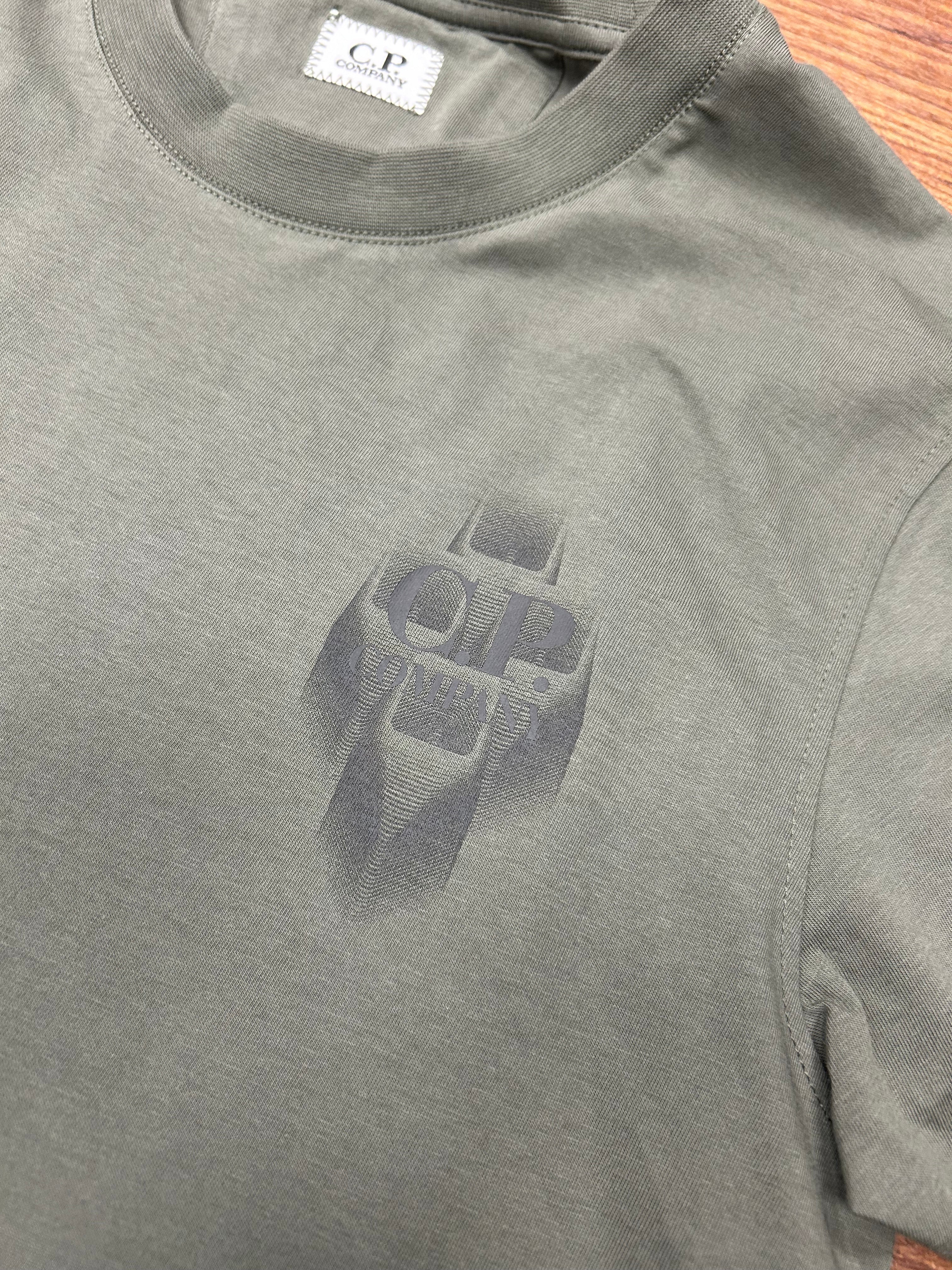 Cp Company 30/1 Graphic Logo T-Shirt In Thyme