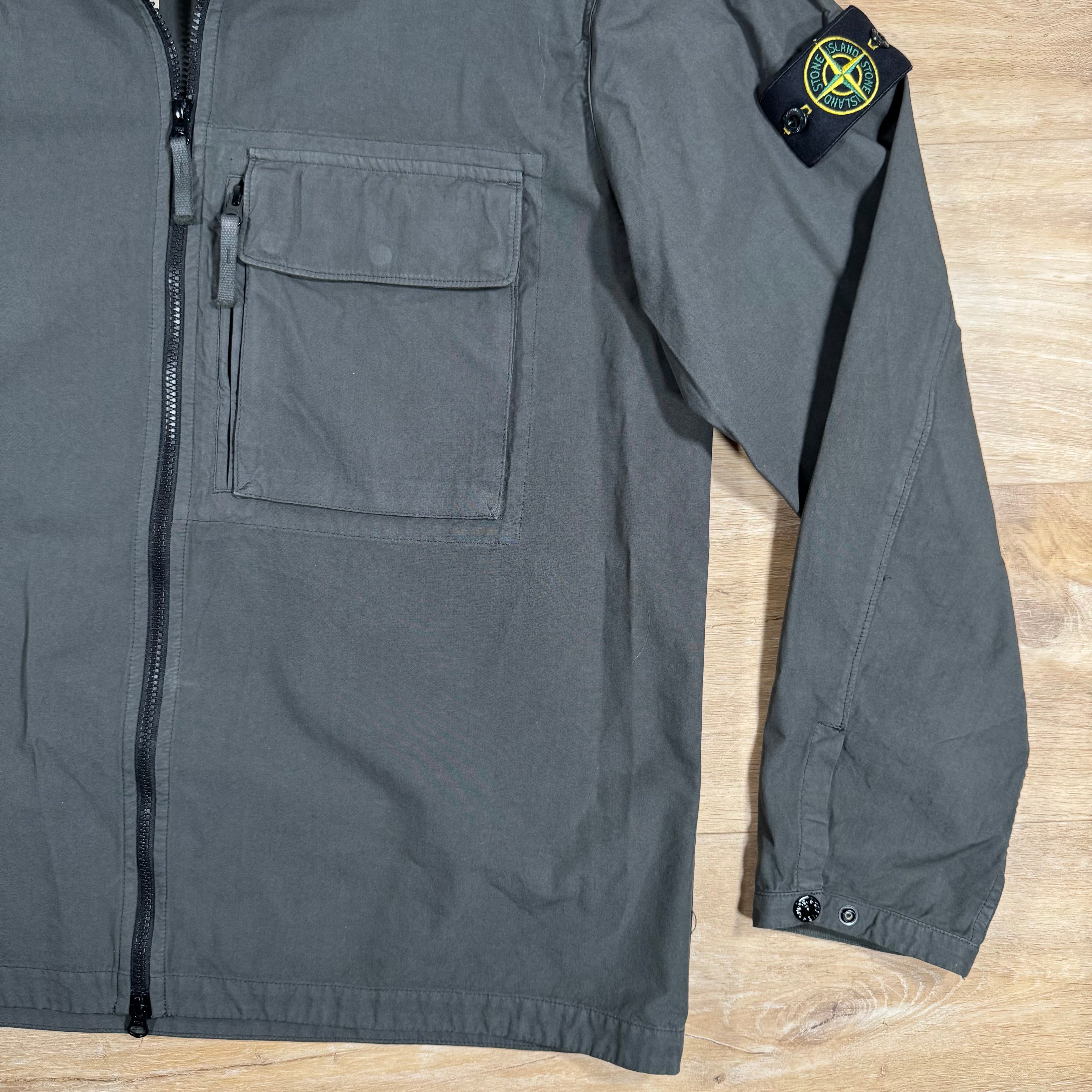 Stone Island Canvas Weave Cotton Overshirt in Lead Grey