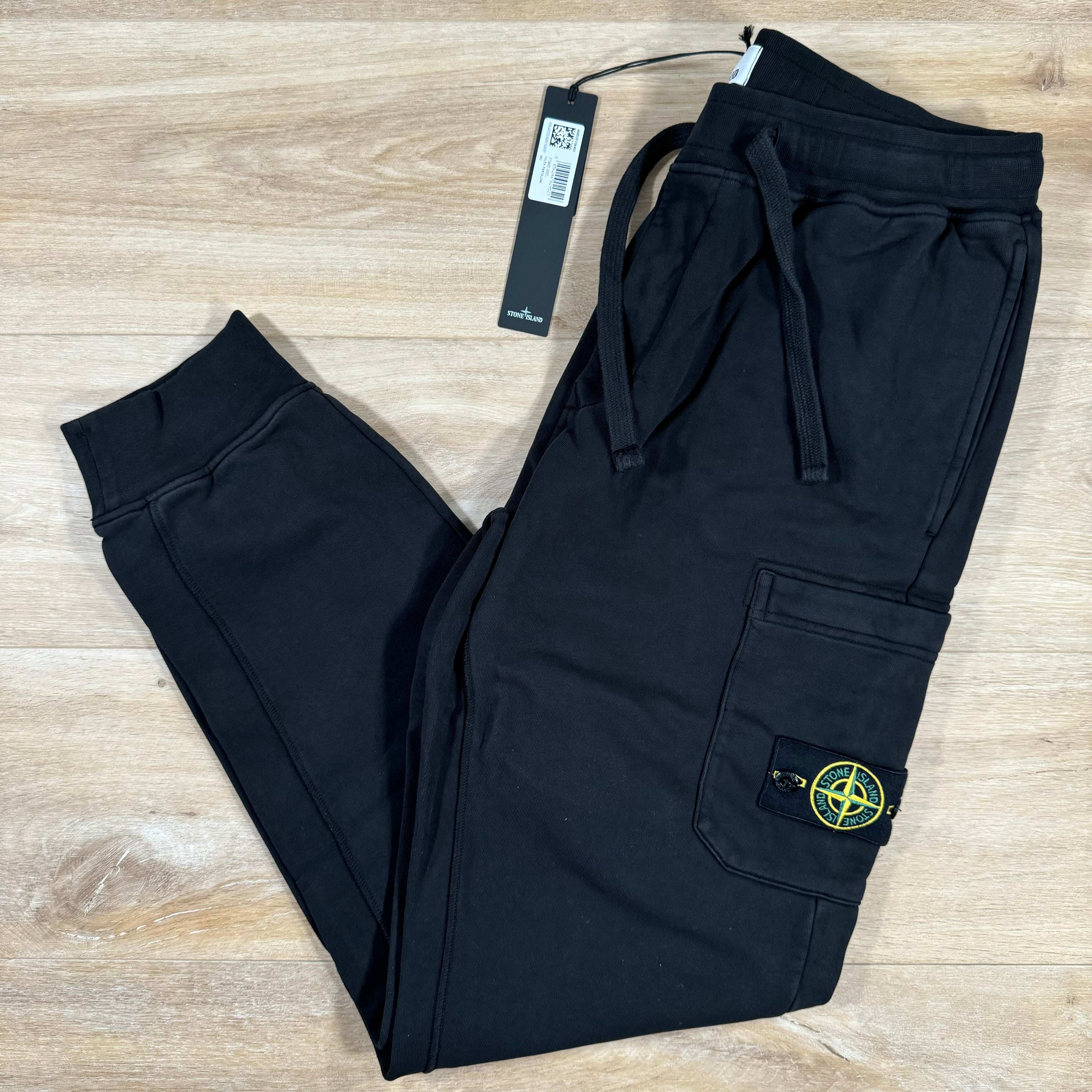 Stone Island Organic Cotton Fleece Slim Fit Sweatpants in Black