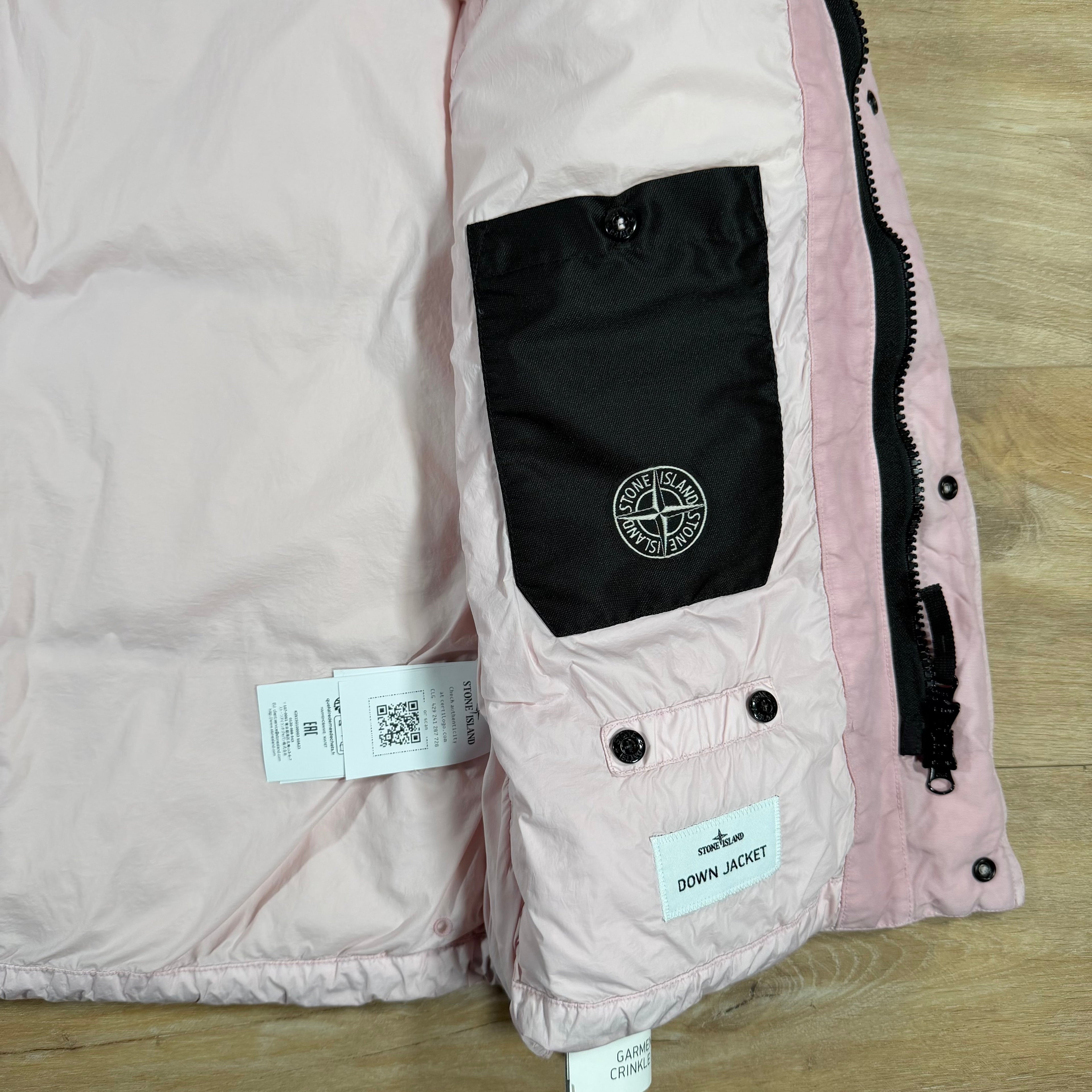 Stone Island Crinkle Reps NY Nylon Down Vest in Pink