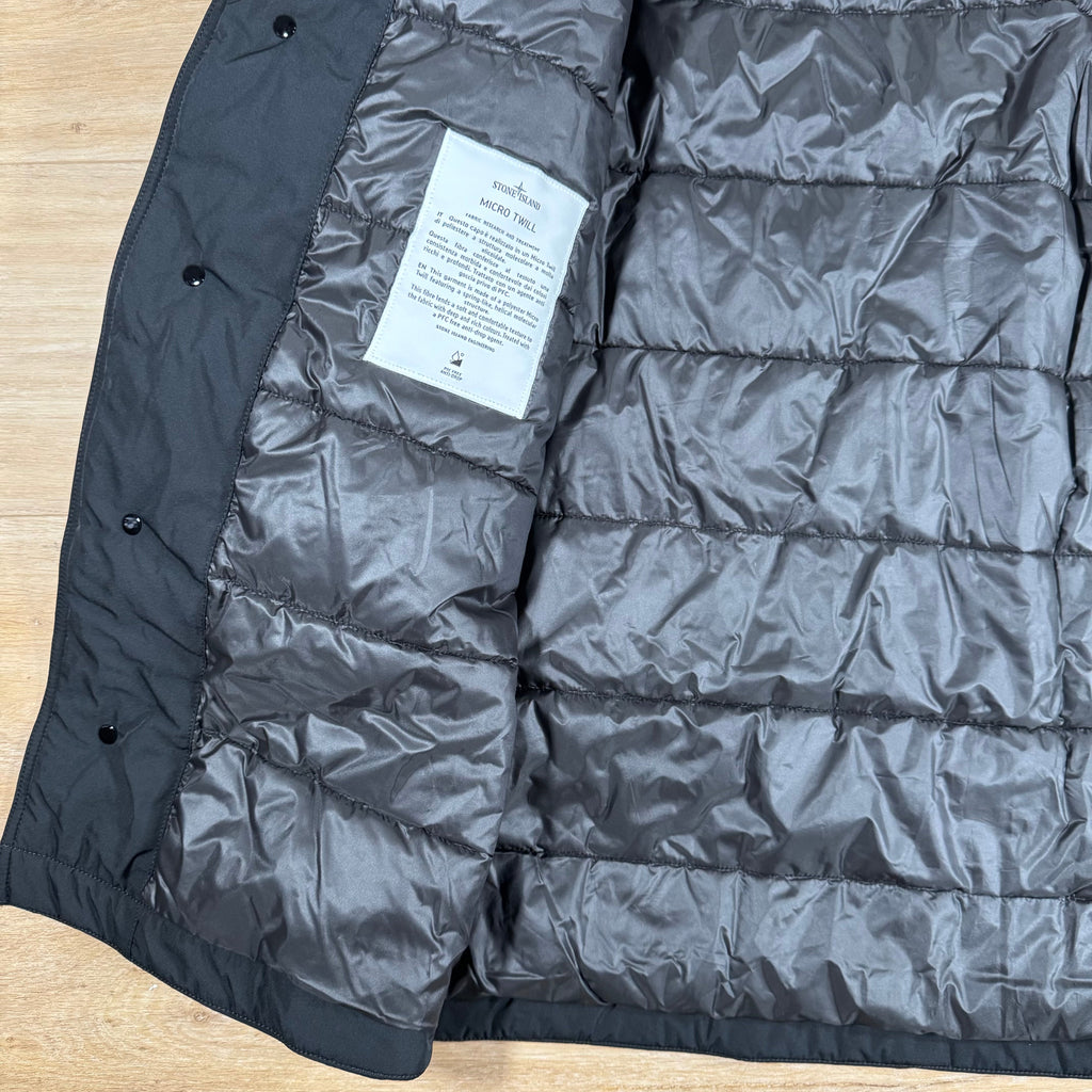 Stone Island Micro Twill Padded Car Coat in Black