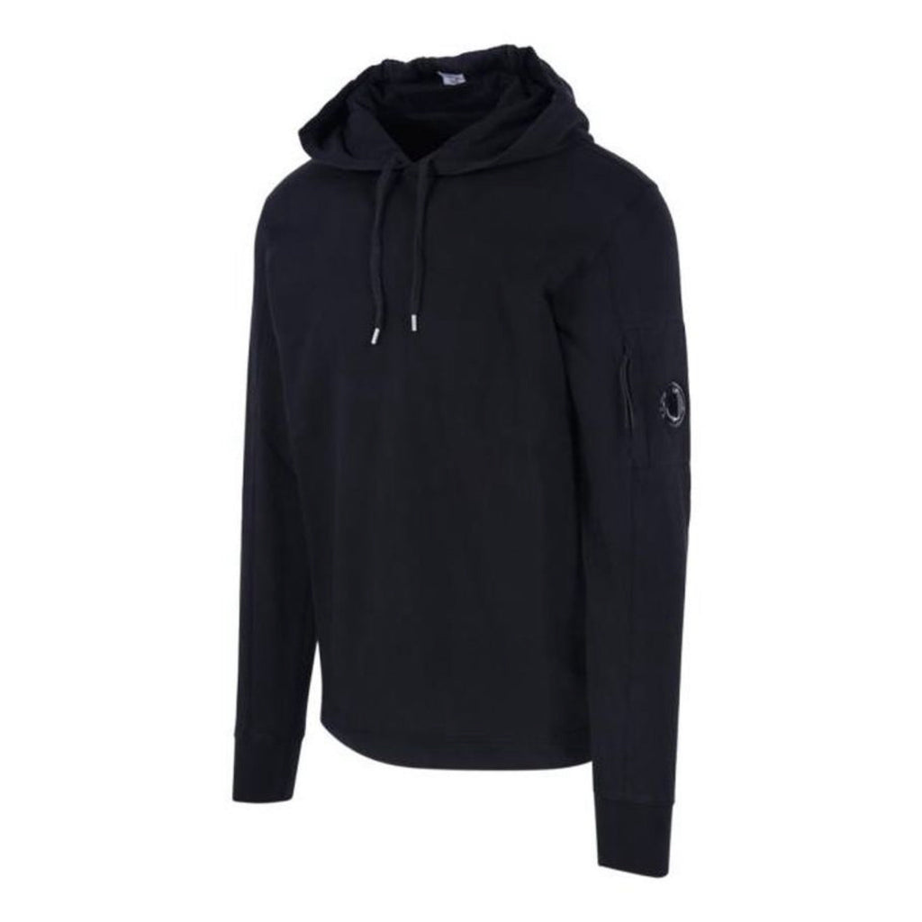Cp Company Light Fleece Lens Overhead Hoodie In Black