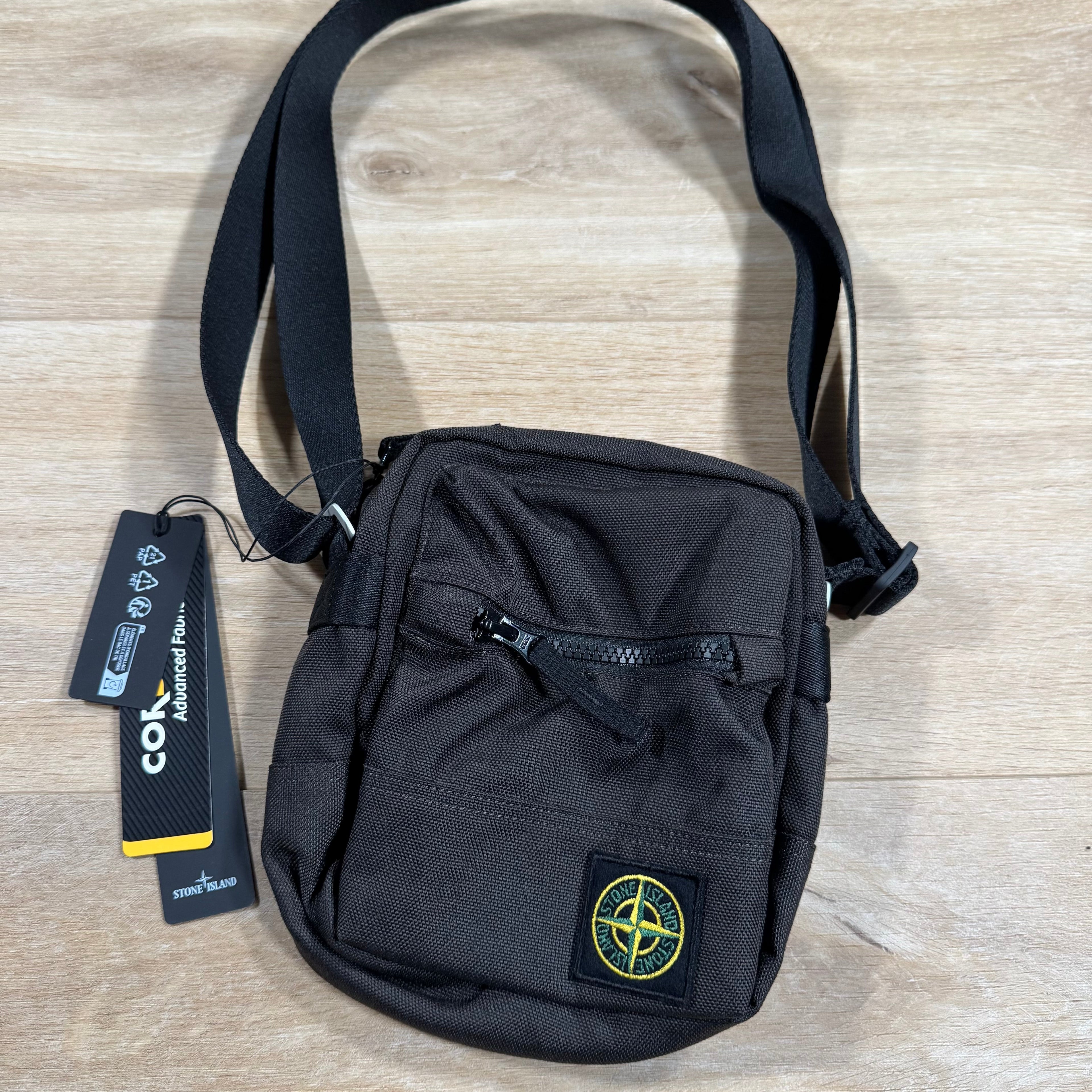 Stone Island Resin Treated Cordura 1500 Pouch Bag in Lead Grey
