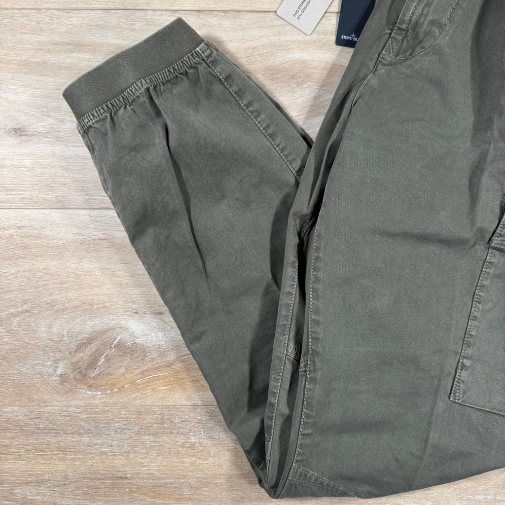 Stone Island Stretch Broken Twill Old Effect Cargo Pants in Military Green