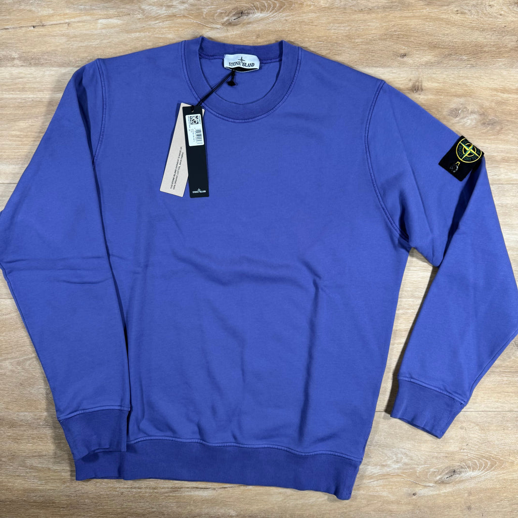 Stone Island Organic Cotton Fleece Crewneck Sweatshirt in Lavender