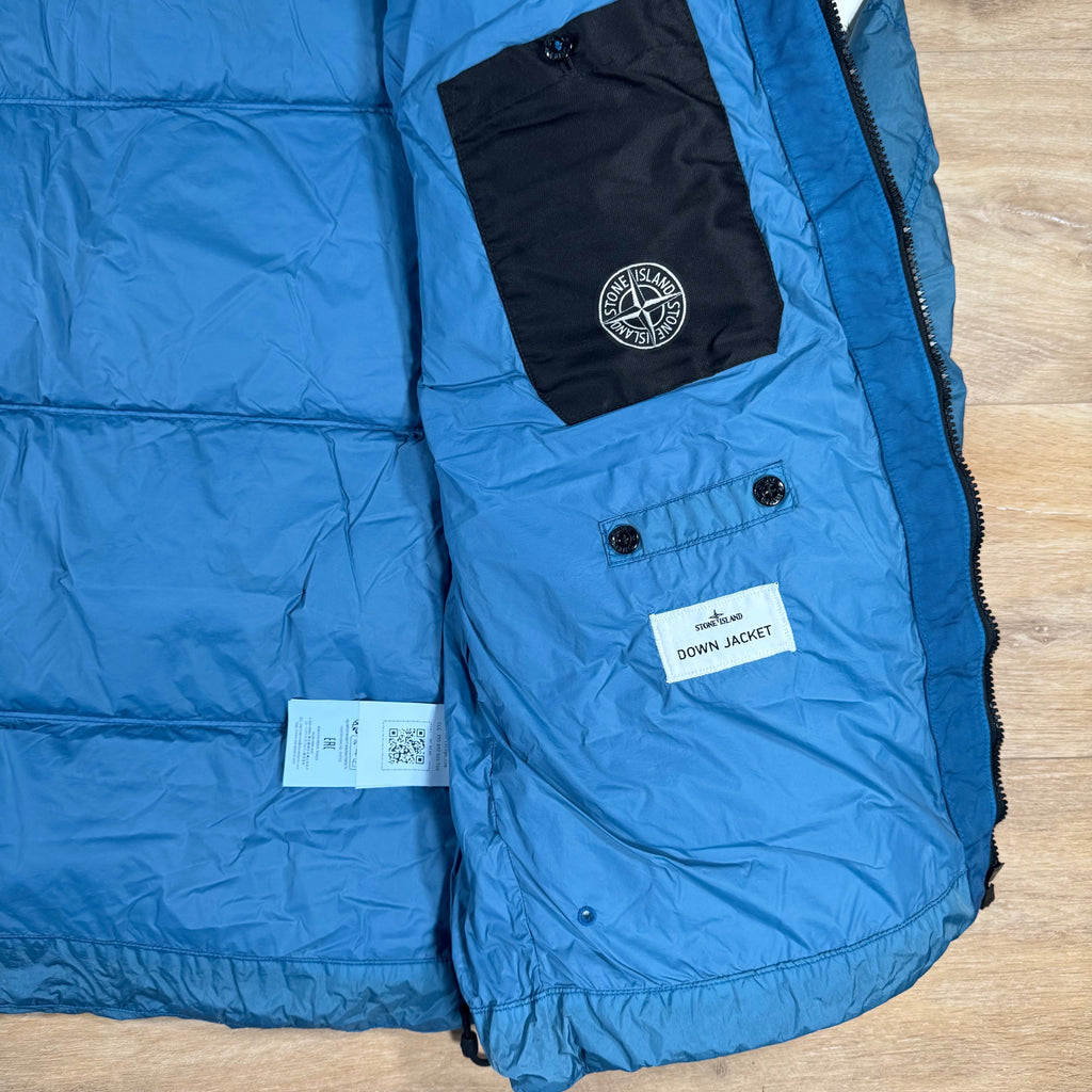 Stone Island Crinkle Reps NY Nylon Down Jacket in Steel Blue