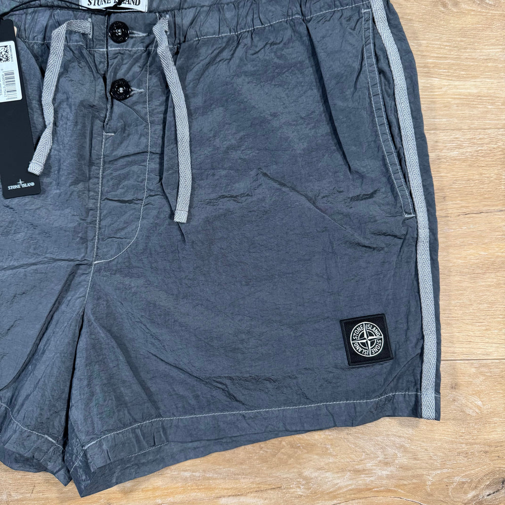 Stone Island Nylon Metal Button Swim Shorts in Avio Blue