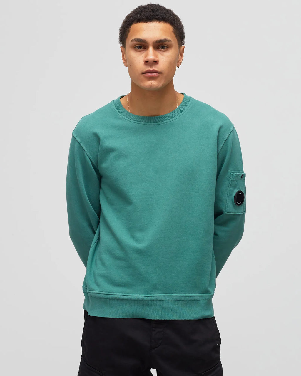 Cp Company Resist Dyed Lens Sweatshirt In Frosty Green