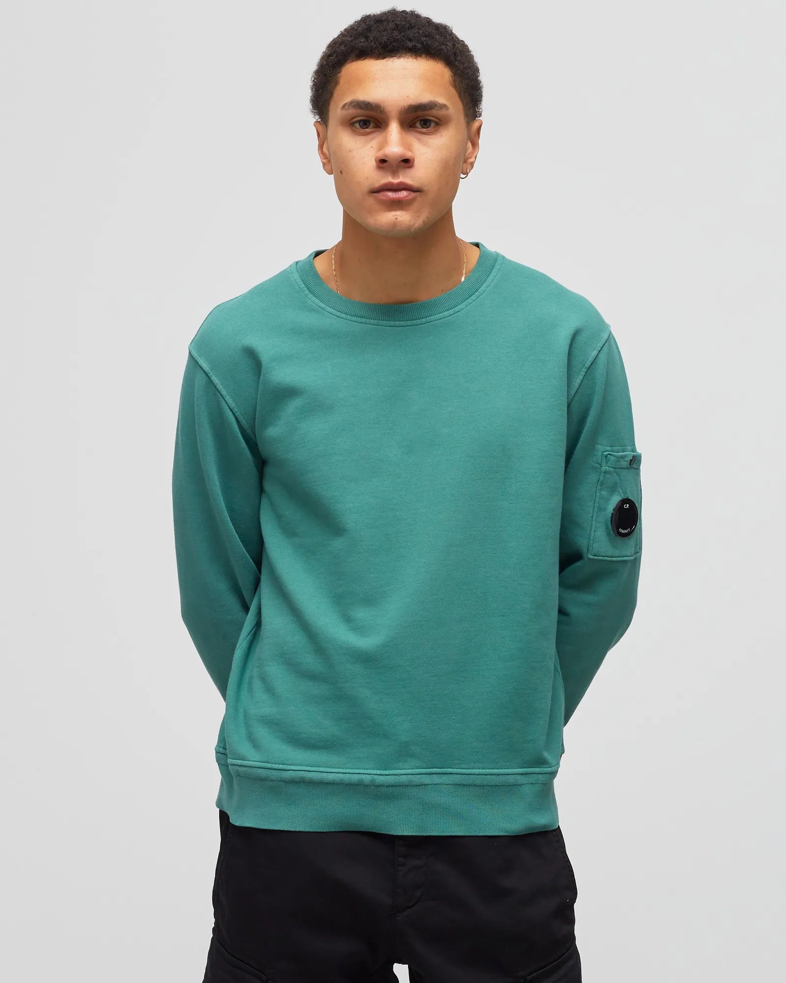 Cp Company Resist Dyed Lens Sweatshirt In Frosty Green