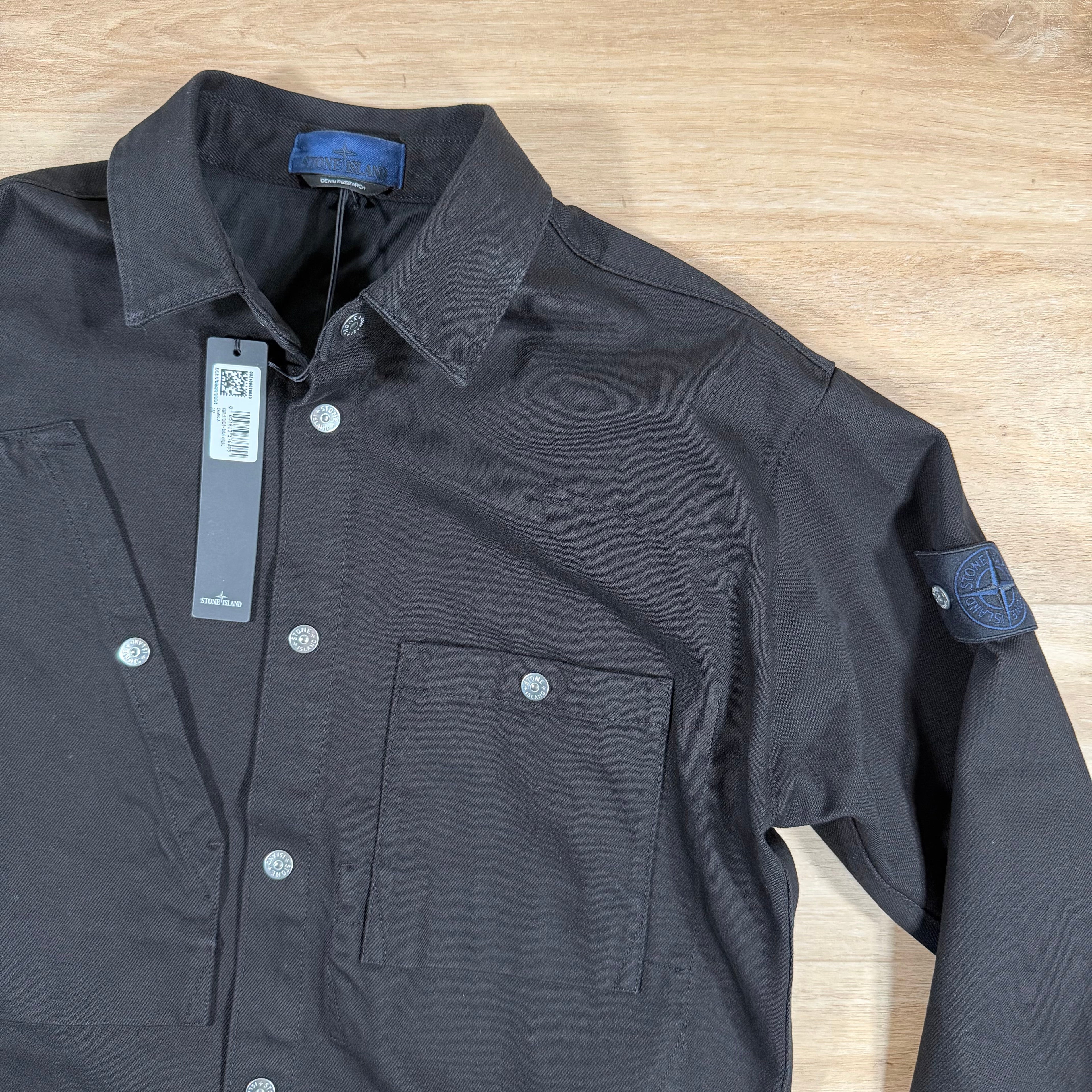Stone Island Bull Denim-TC Overshirt in Black