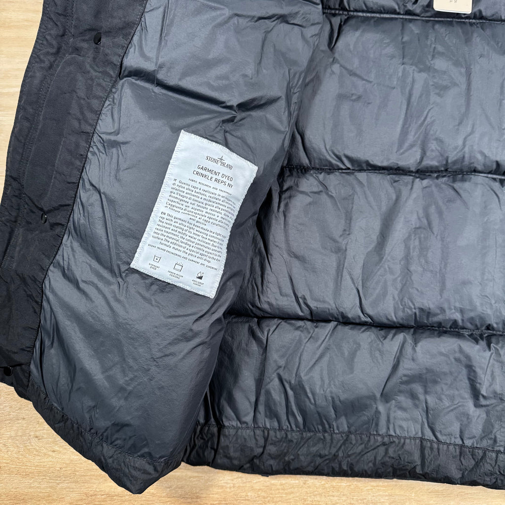 Stone Island Crinkle Reps NY Nylon Down Parka in Black