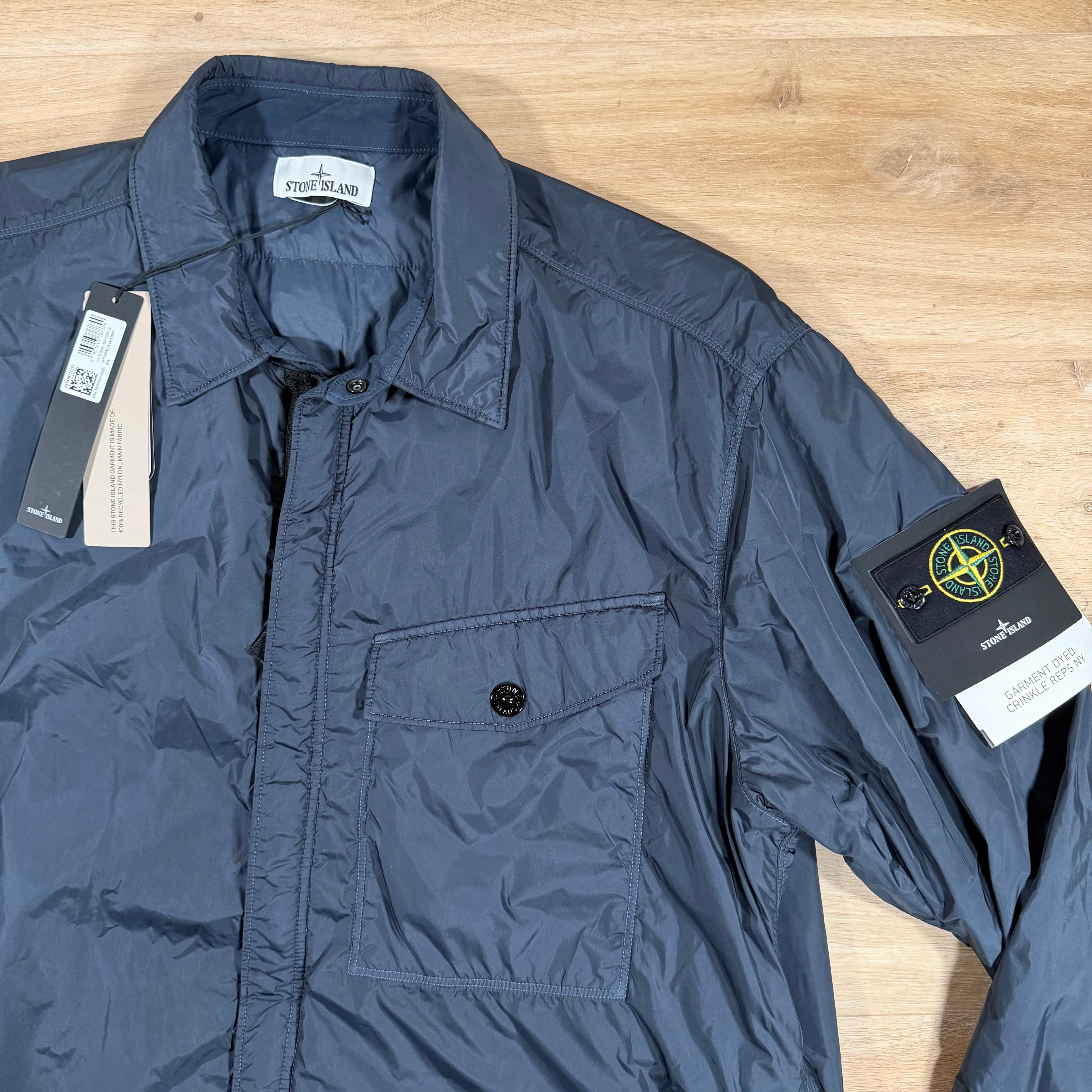 Stone Island Garment Dyed Crinkle Reps NY Overshirt in Navy